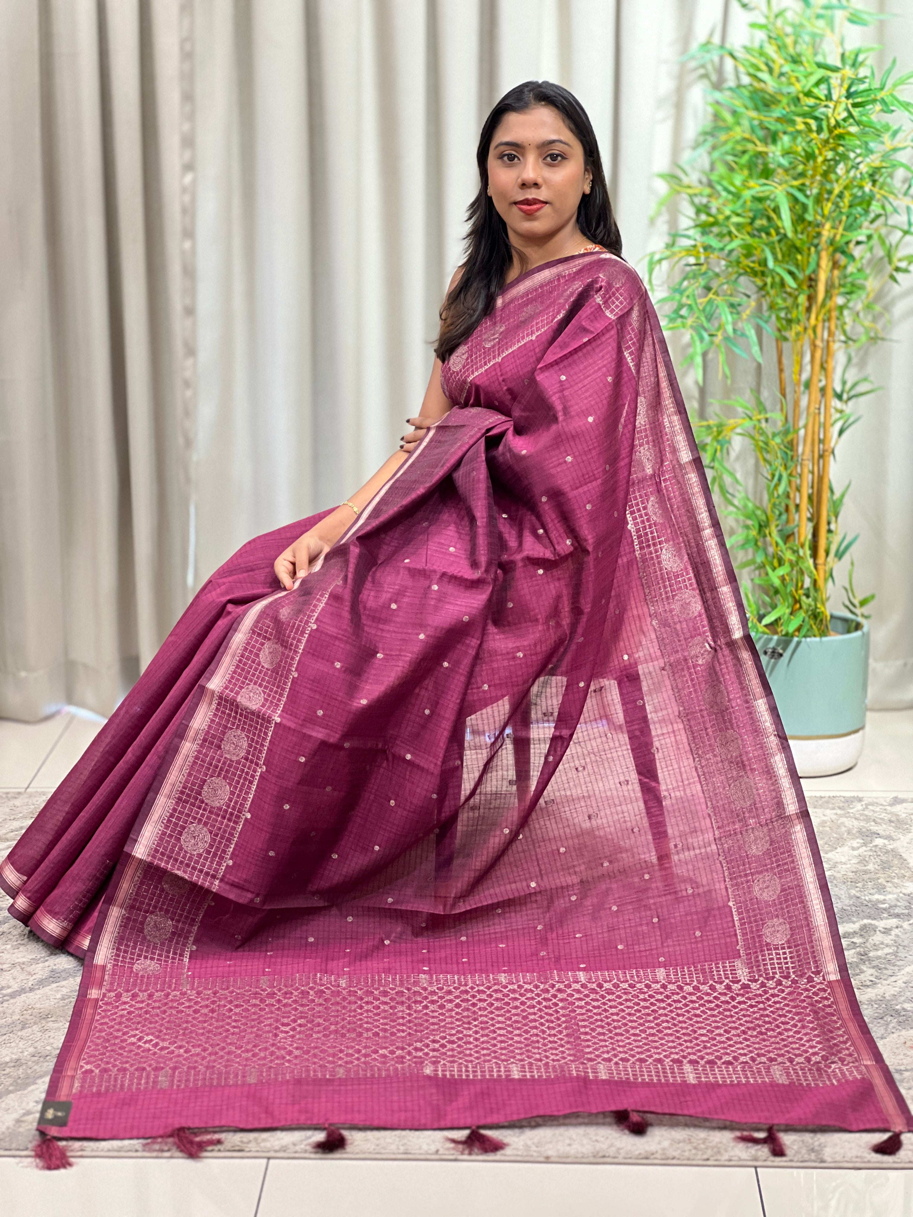 Kattam Border Pattern Semi Silk Saree | YNG1668
