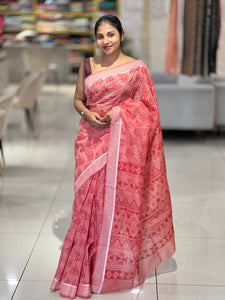 Digital Printed Leaf Patterned Cotton Saree | VDA324