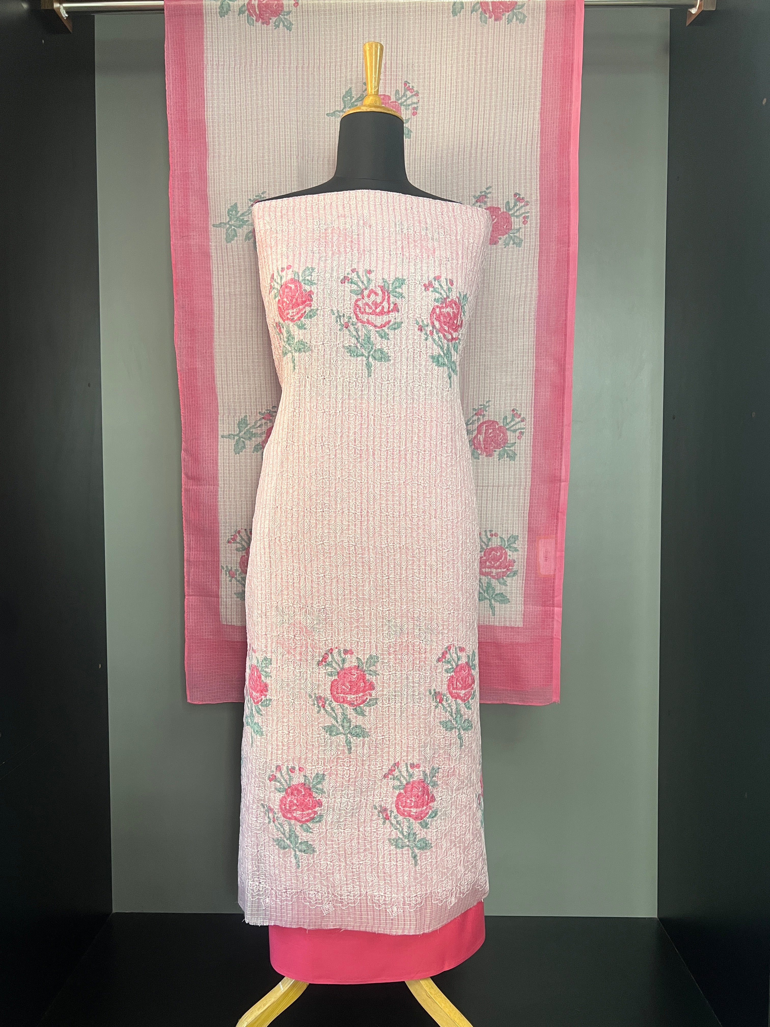 Scattered Floral Hand Block Printed Tepchi Kota Salwar Set |JSC586