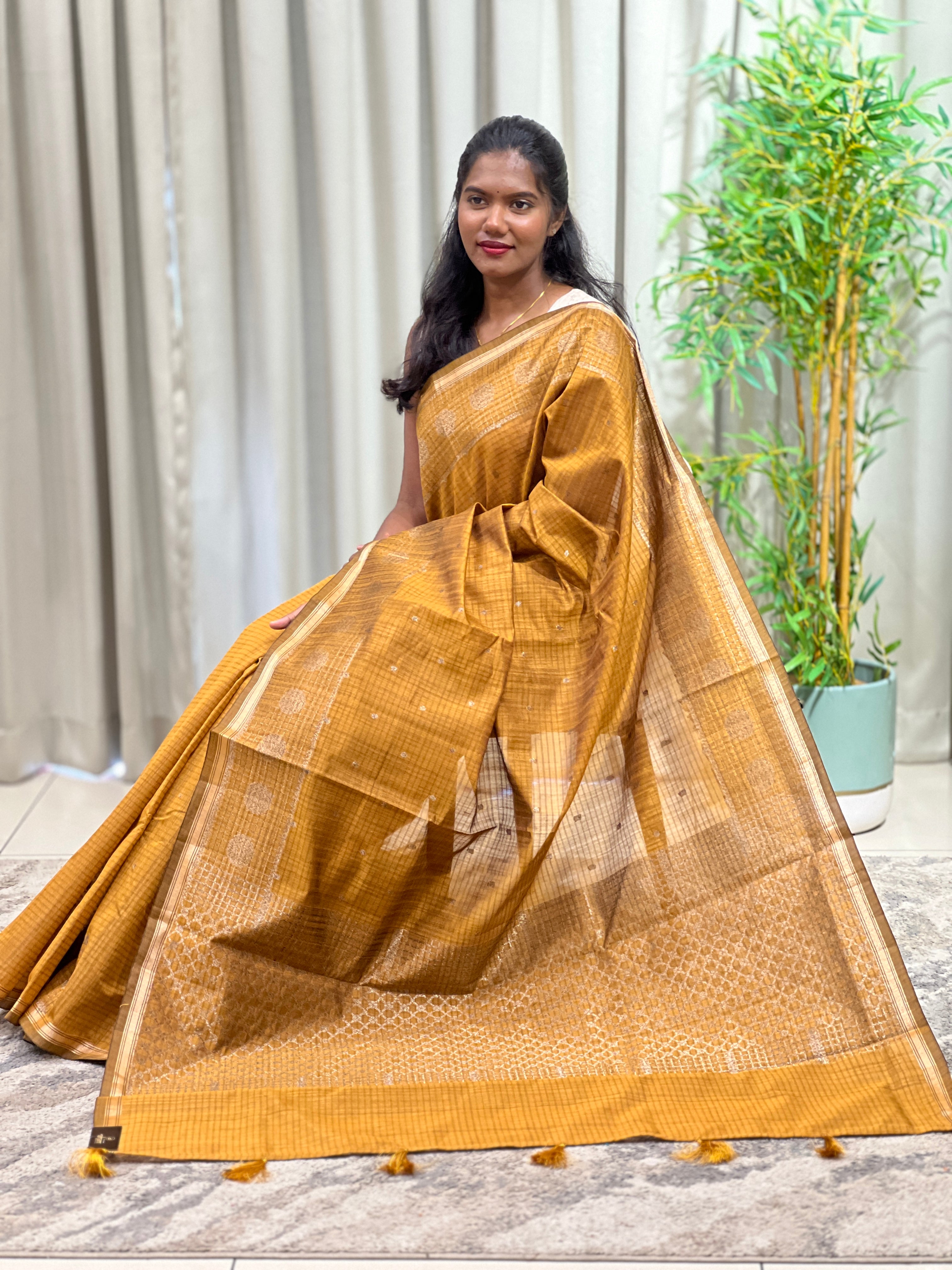 Kattam Border Pattern Semi Silk Saree | YNG1669