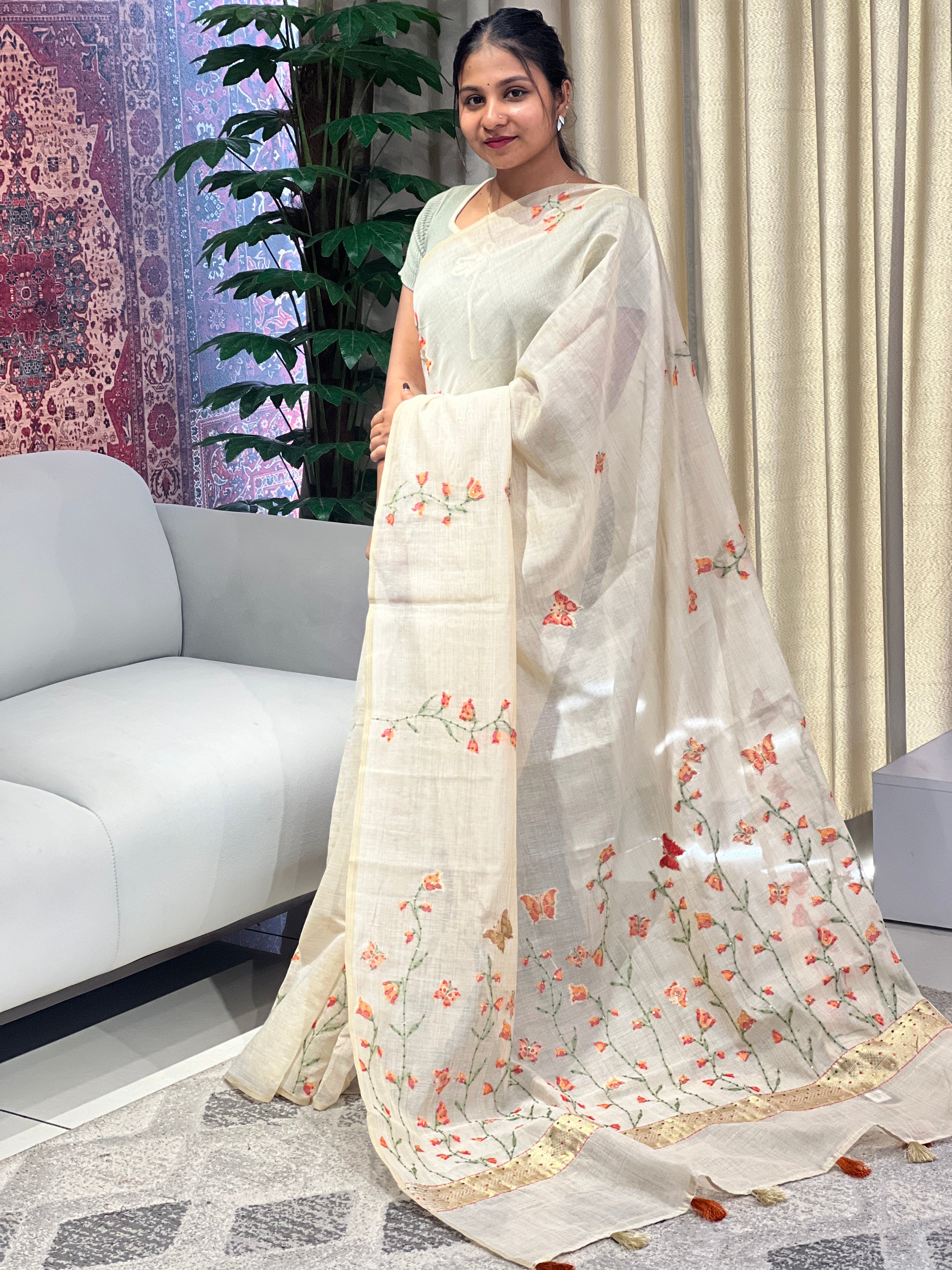 Jamdani Woven Chanderi Saree | BLD1747