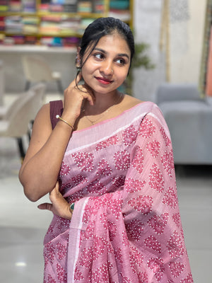 Digital Printed Leaf Patterned Cotton Saree | VDA326