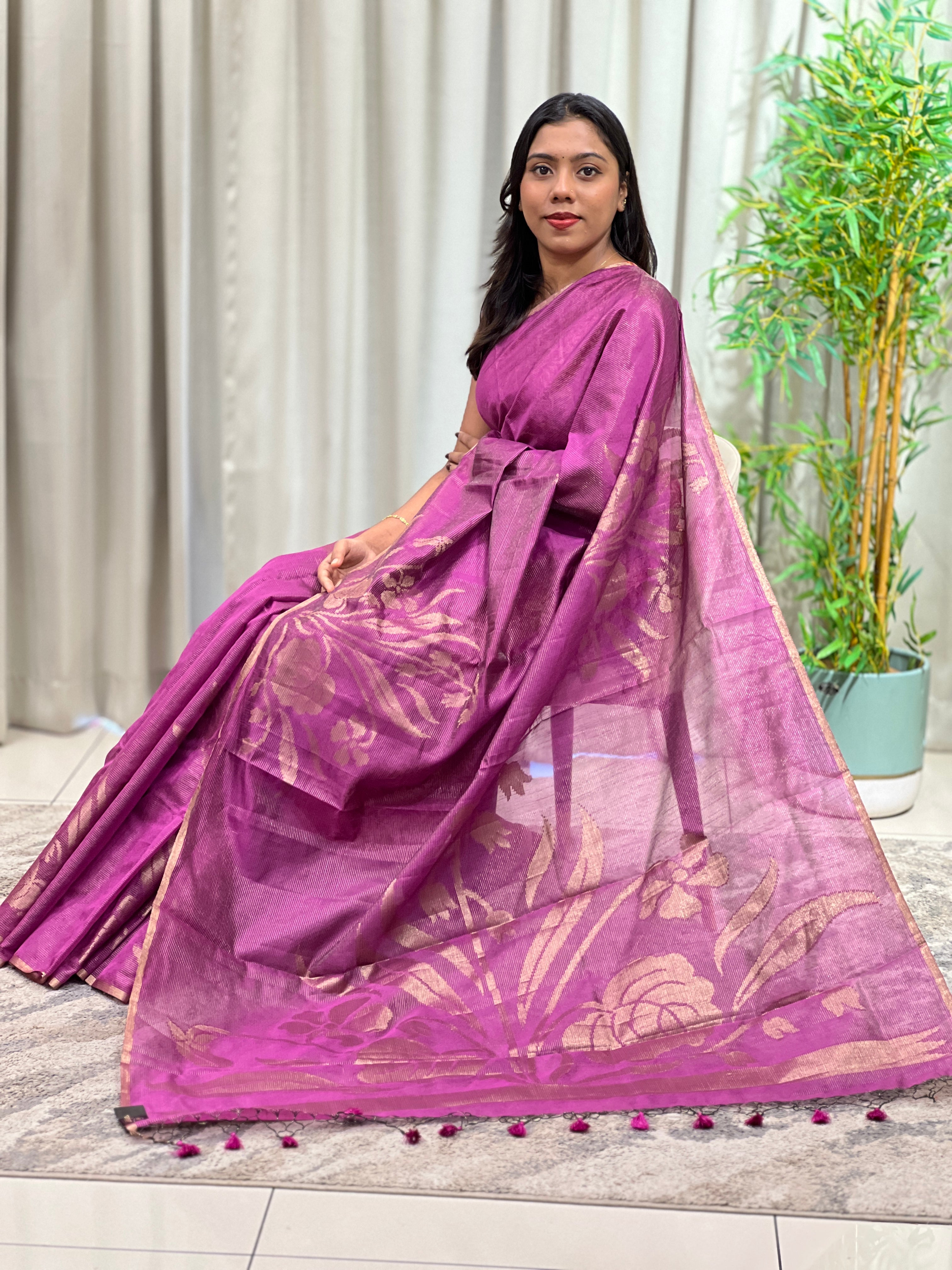 Floral Pattern Cotton Silk Saree | YNG1674