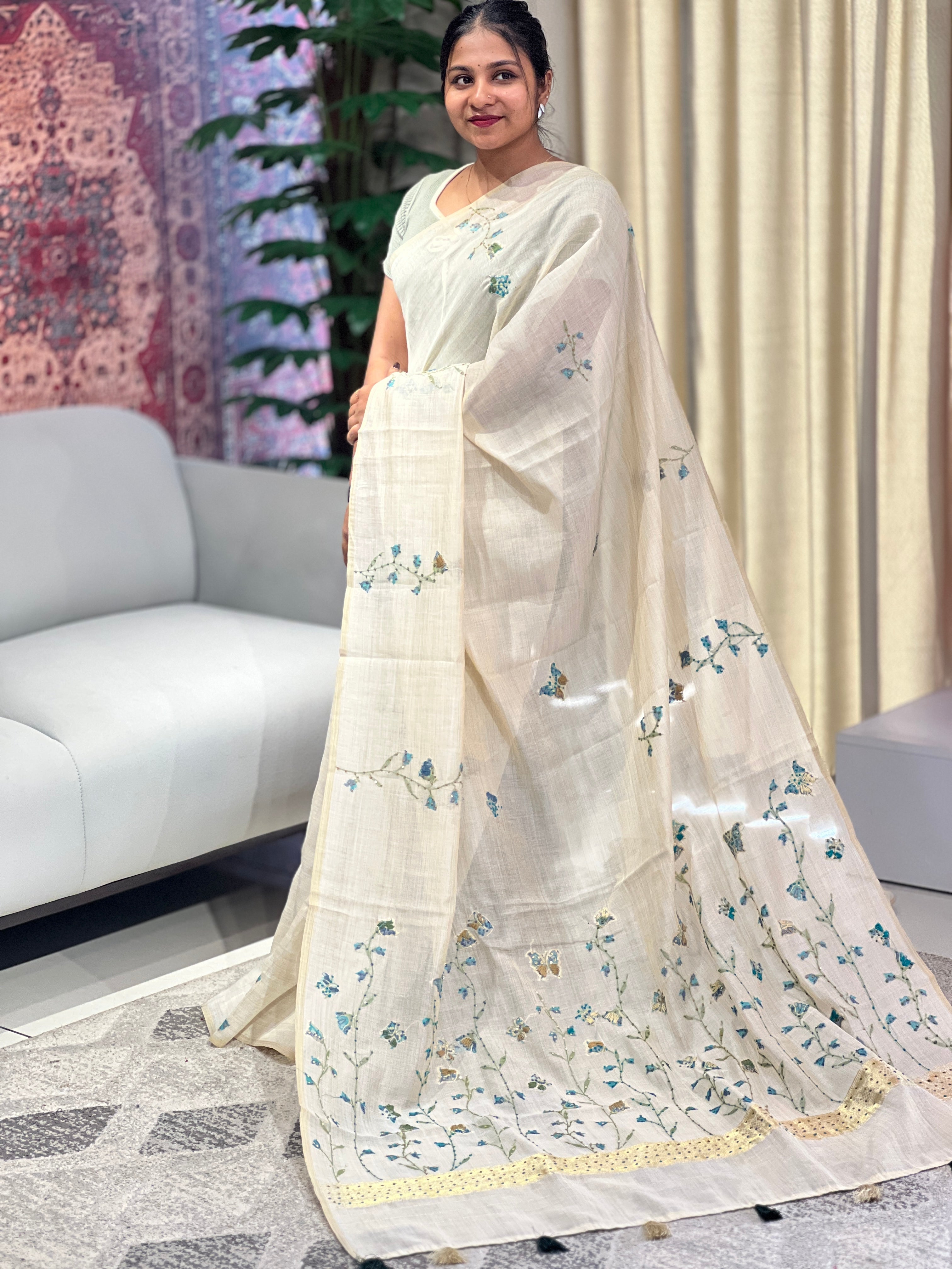 Jamdani Woven Chanderi Saree | BLD1746