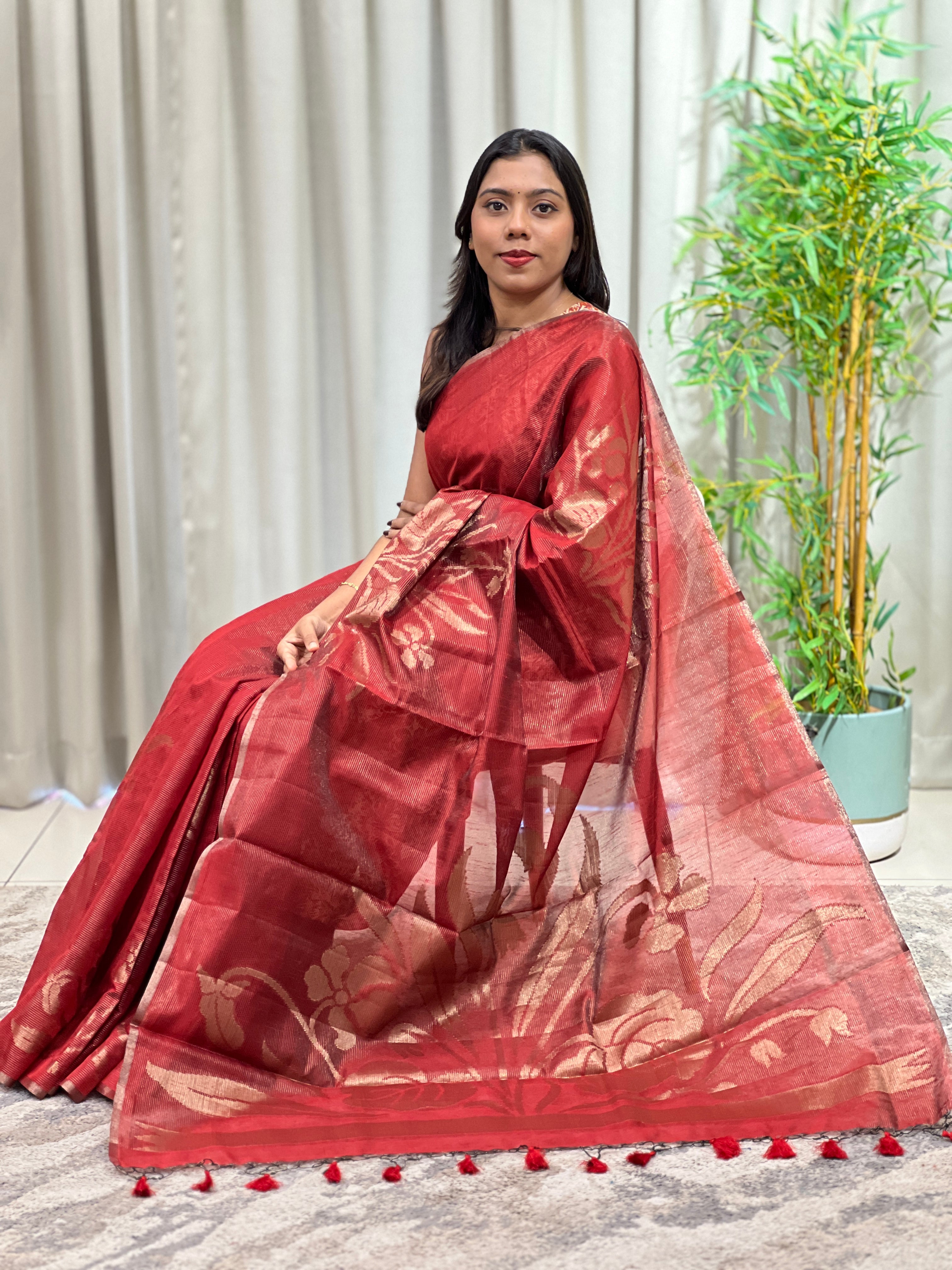 Floral Pattern Cotton Silk Saree | YNG1675