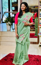 Hand Embroidery Placement Detailed Semi Tussar Silk Saree | VMB114