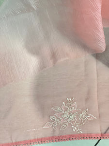 Floral Embroidery Shaded Patterned Crushed Organza Saree | BLD1477