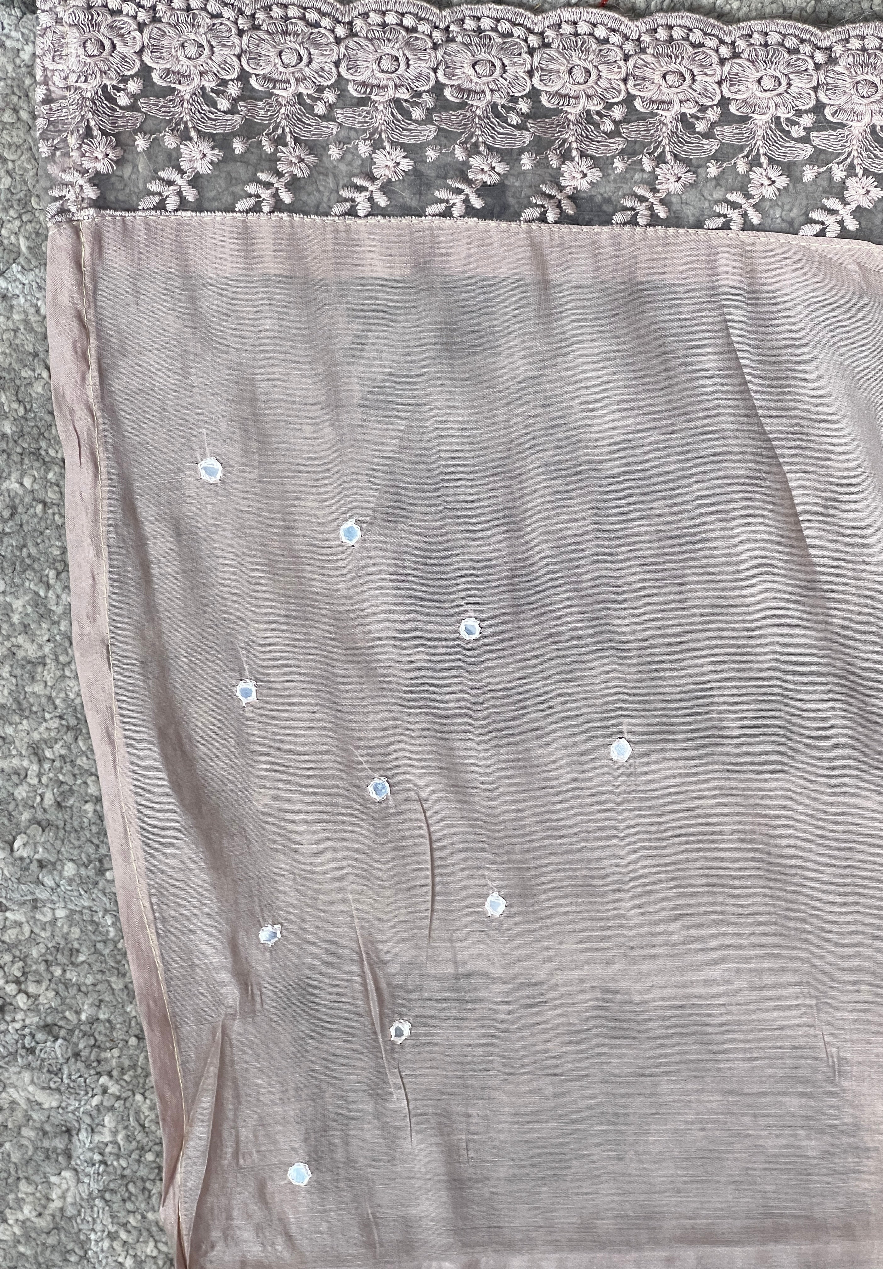 Mirror Work With Lace Detailed Viscose Organza Saree | BLD2129