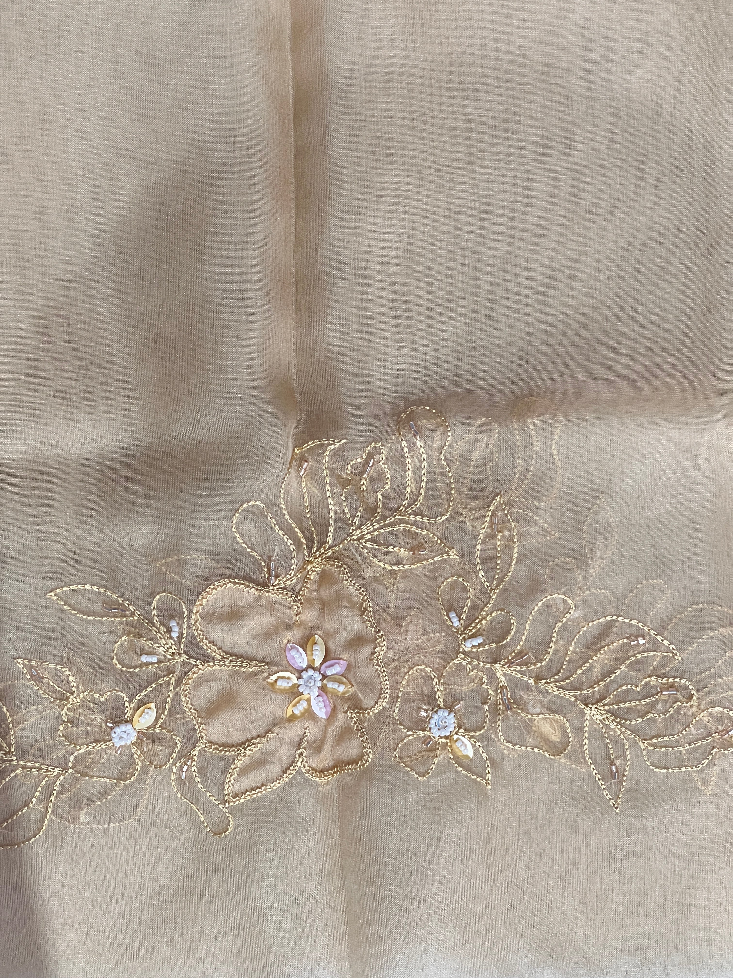 Floral Applique Detailed Pure Organza Saree | DNT1005