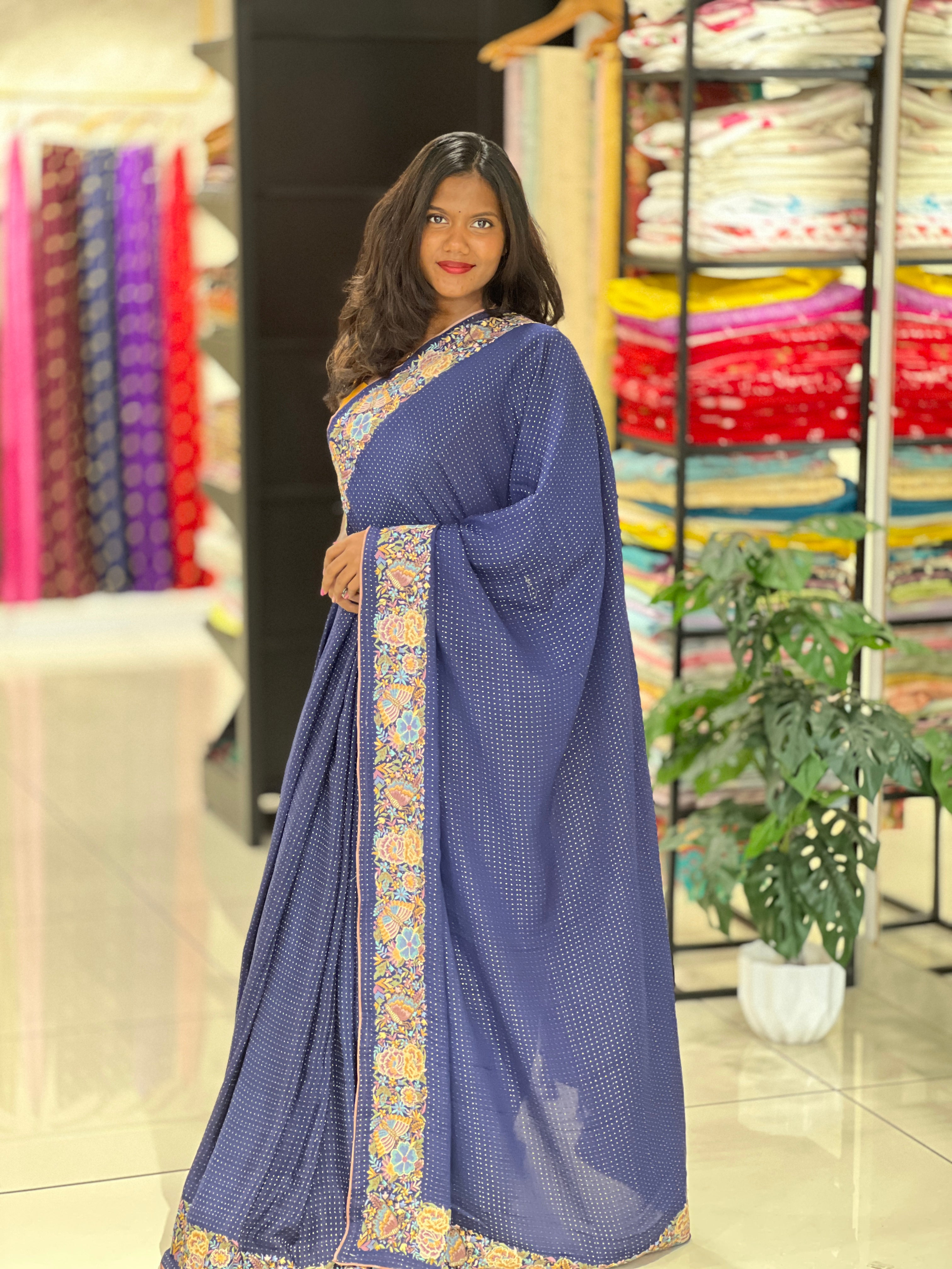 Kantha Weaving Silk Crepe Saree | RGD305