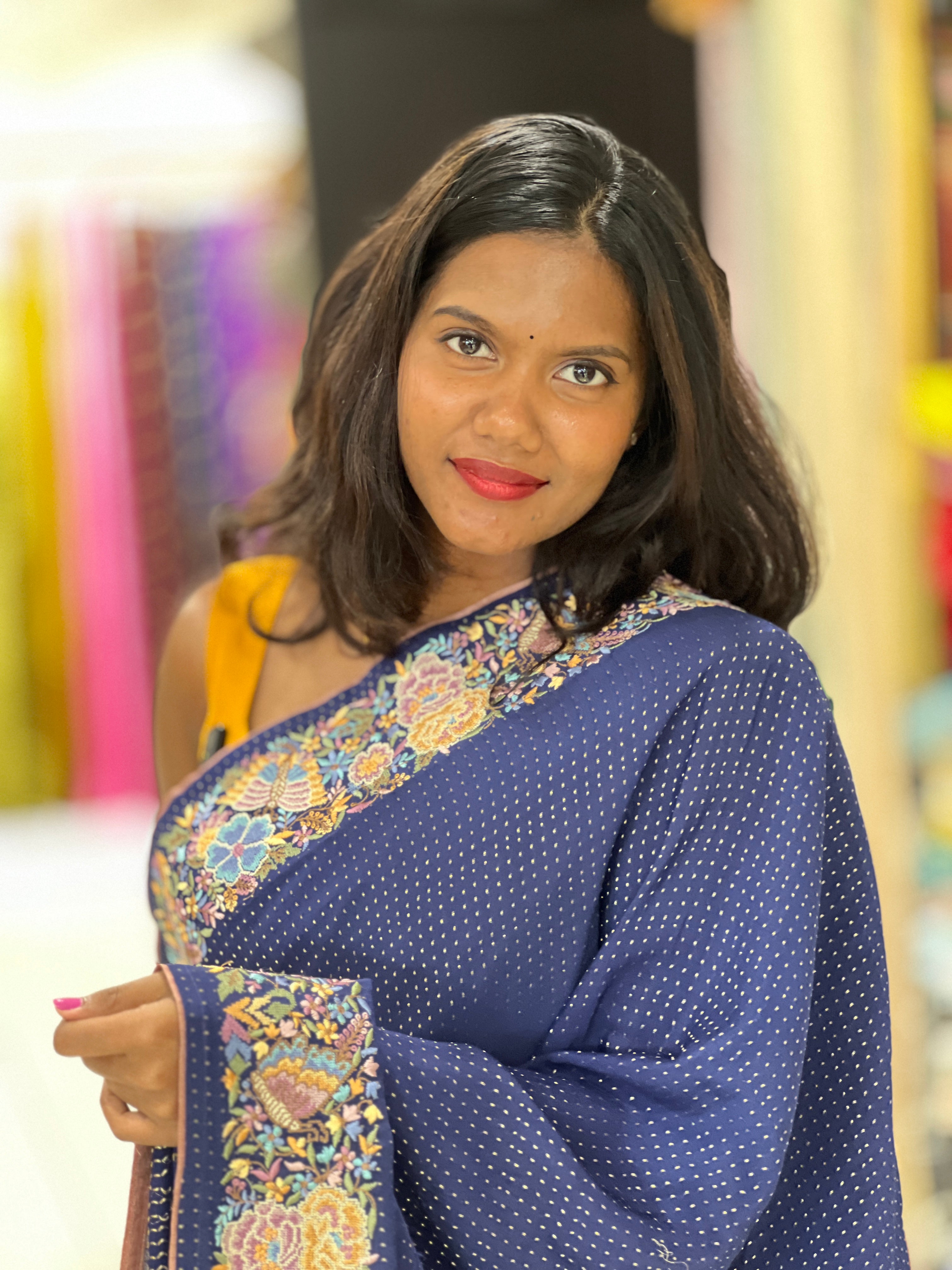 Kantha Weaving Silk Crepe Saree | RGD305