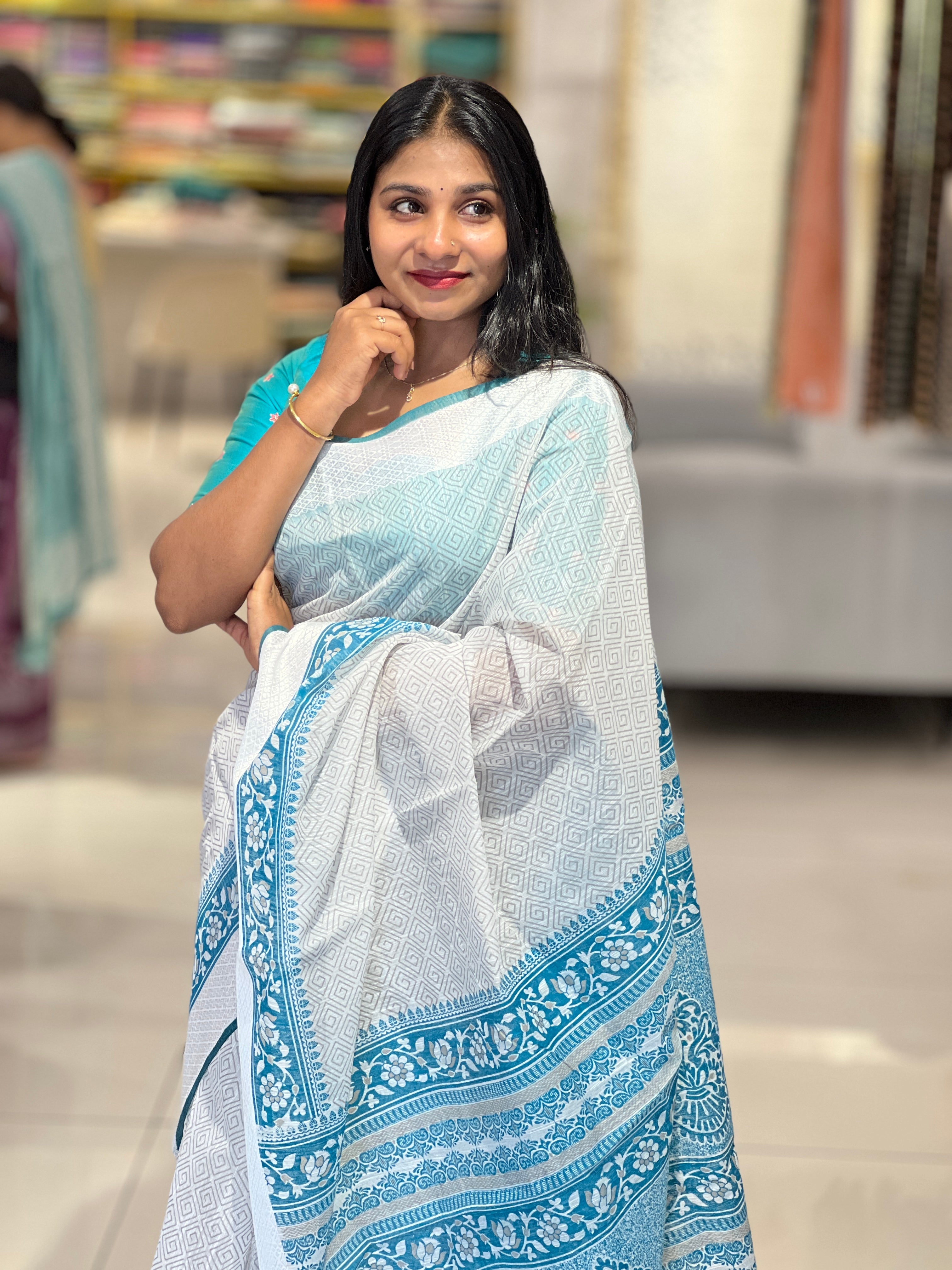 Printed Cotton Saree  | VDA183