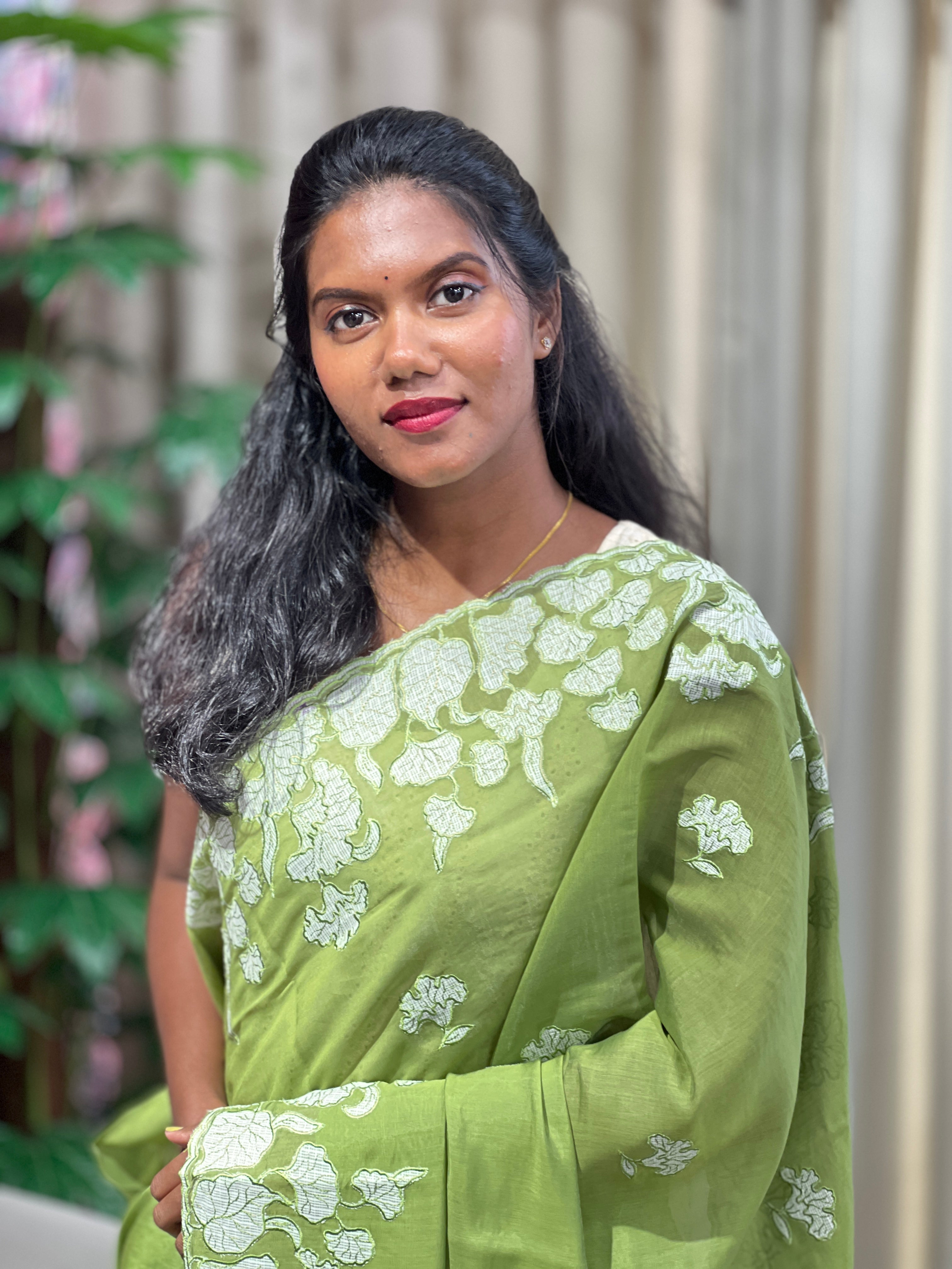 Applique Work Detailed Mul Chanderi Saree | BLD2125