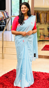 Hand Embroidery Placement Detailed Semi Tussar Silk Saree | VMB116