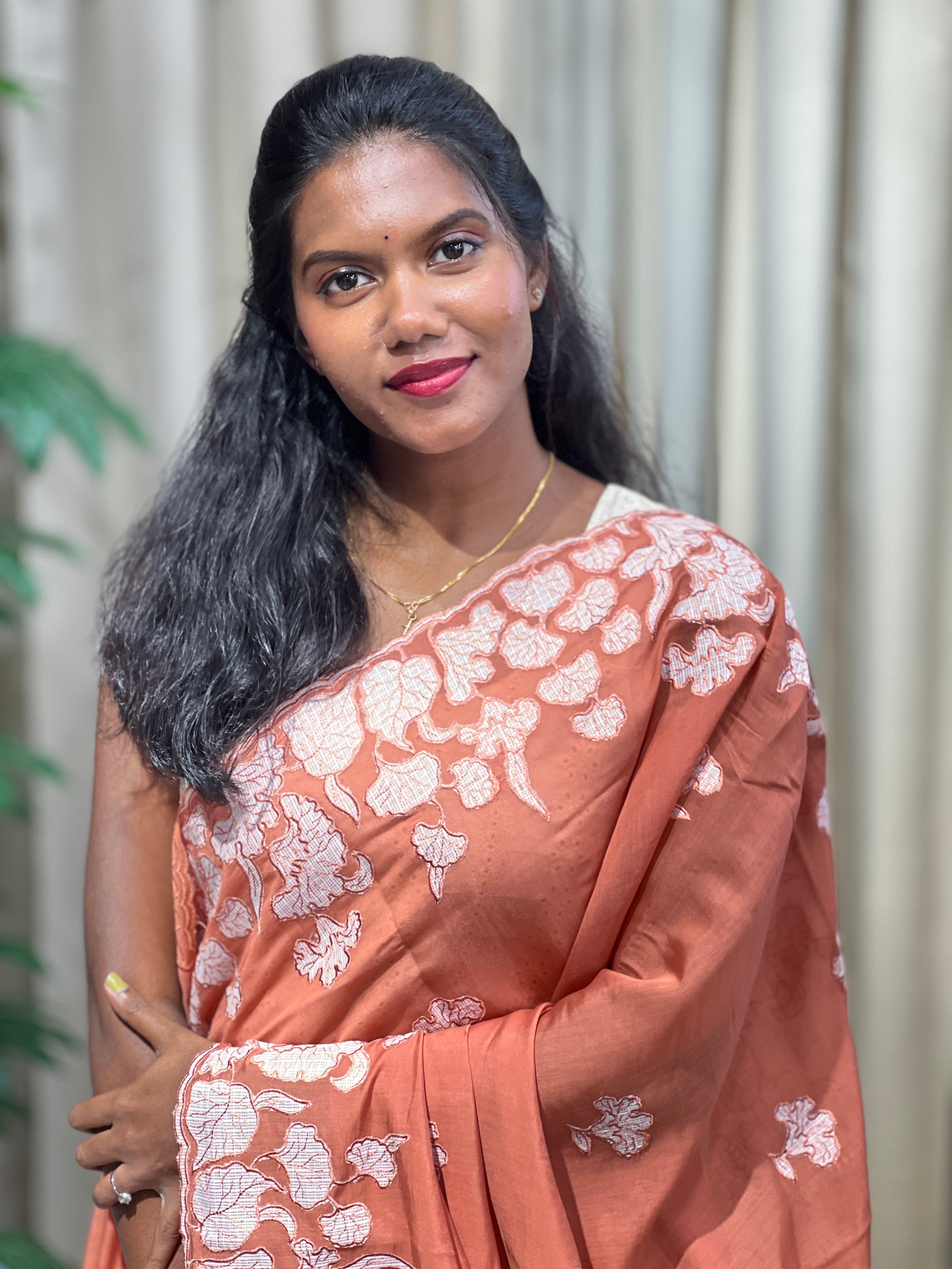 Applique Work Detailed Mul Chanderi Saree | BLD2124