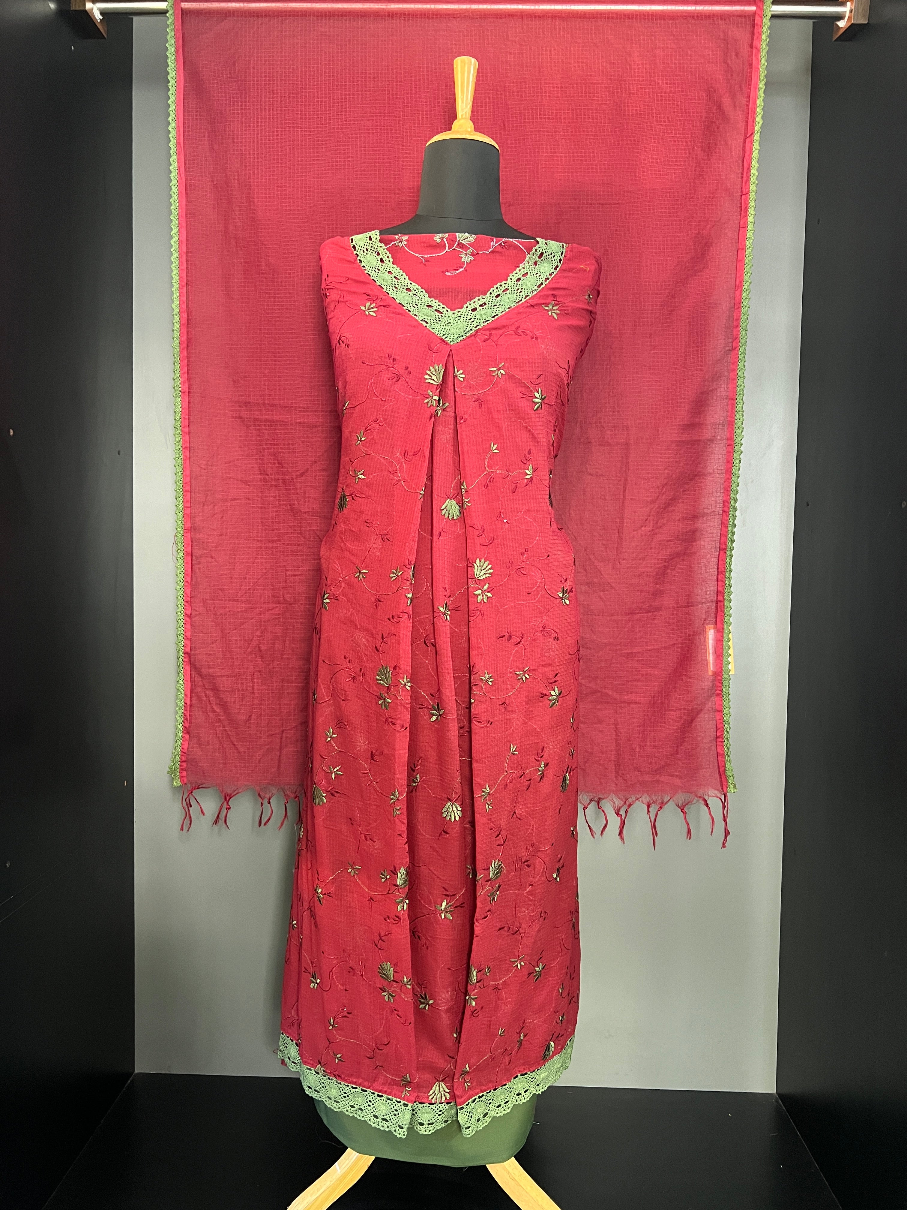 Machine Embroidery Detailed Kota Salwar Set | JSC584