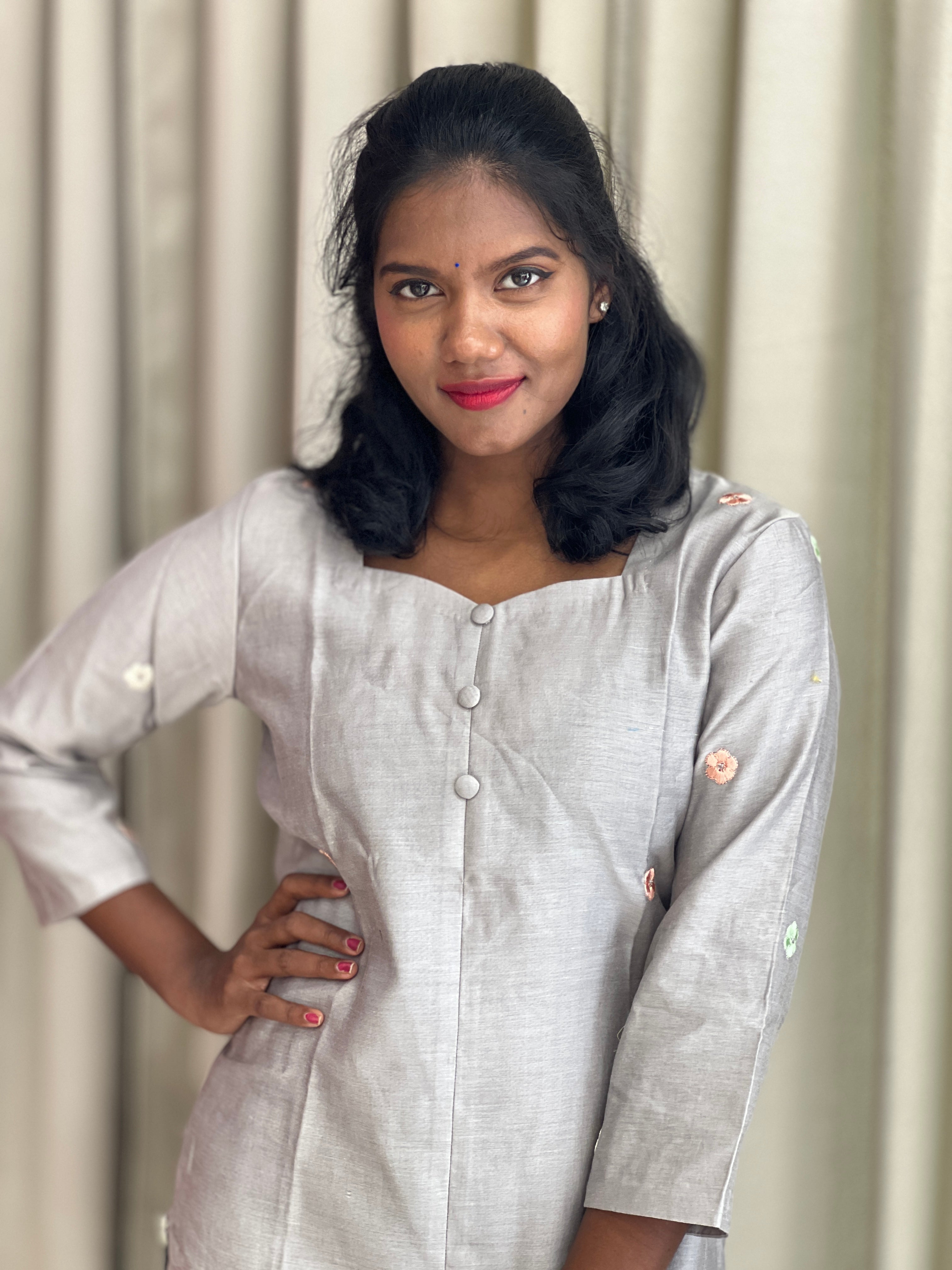 Embroidery Butta Detailed Chanderi Kurta | DNT196