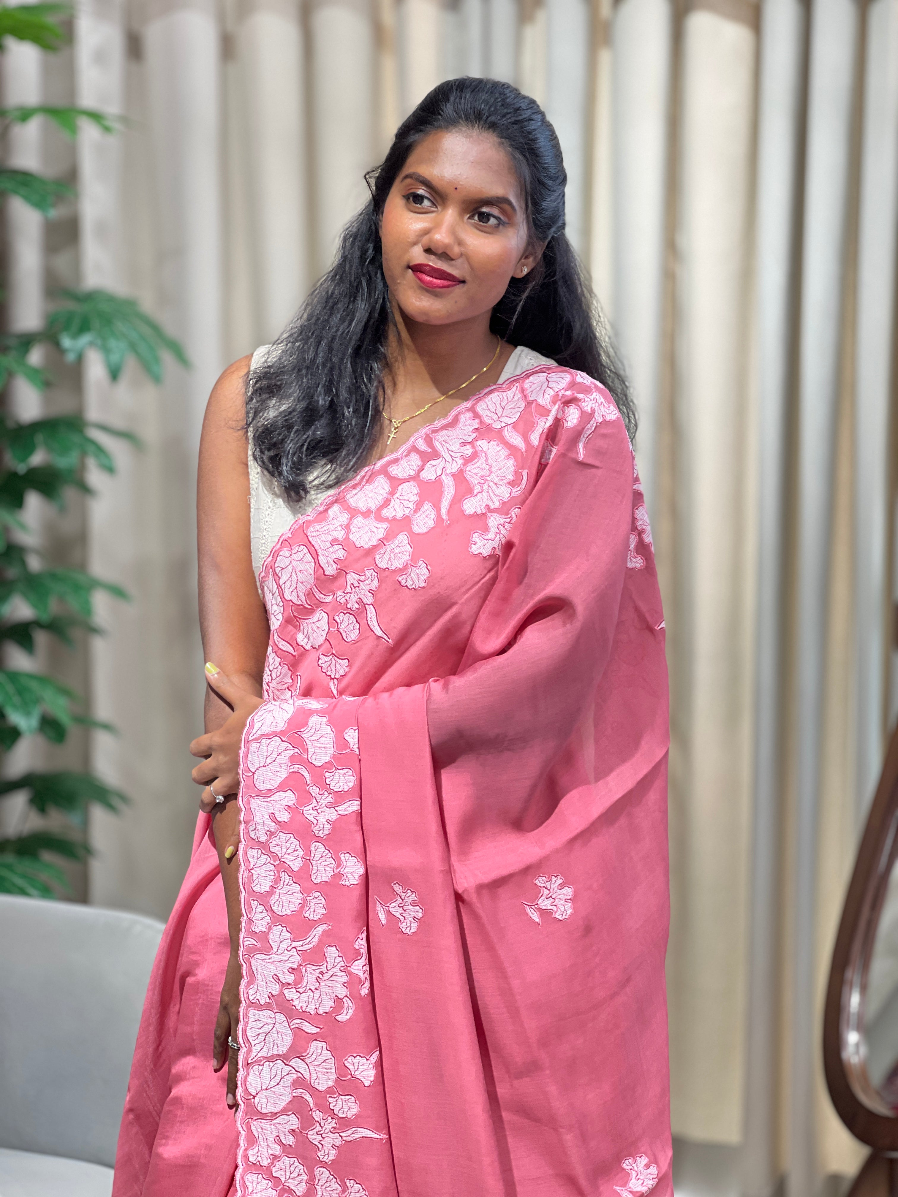 Applique Work Detailed Mul Chanderi Saree | BLD2123