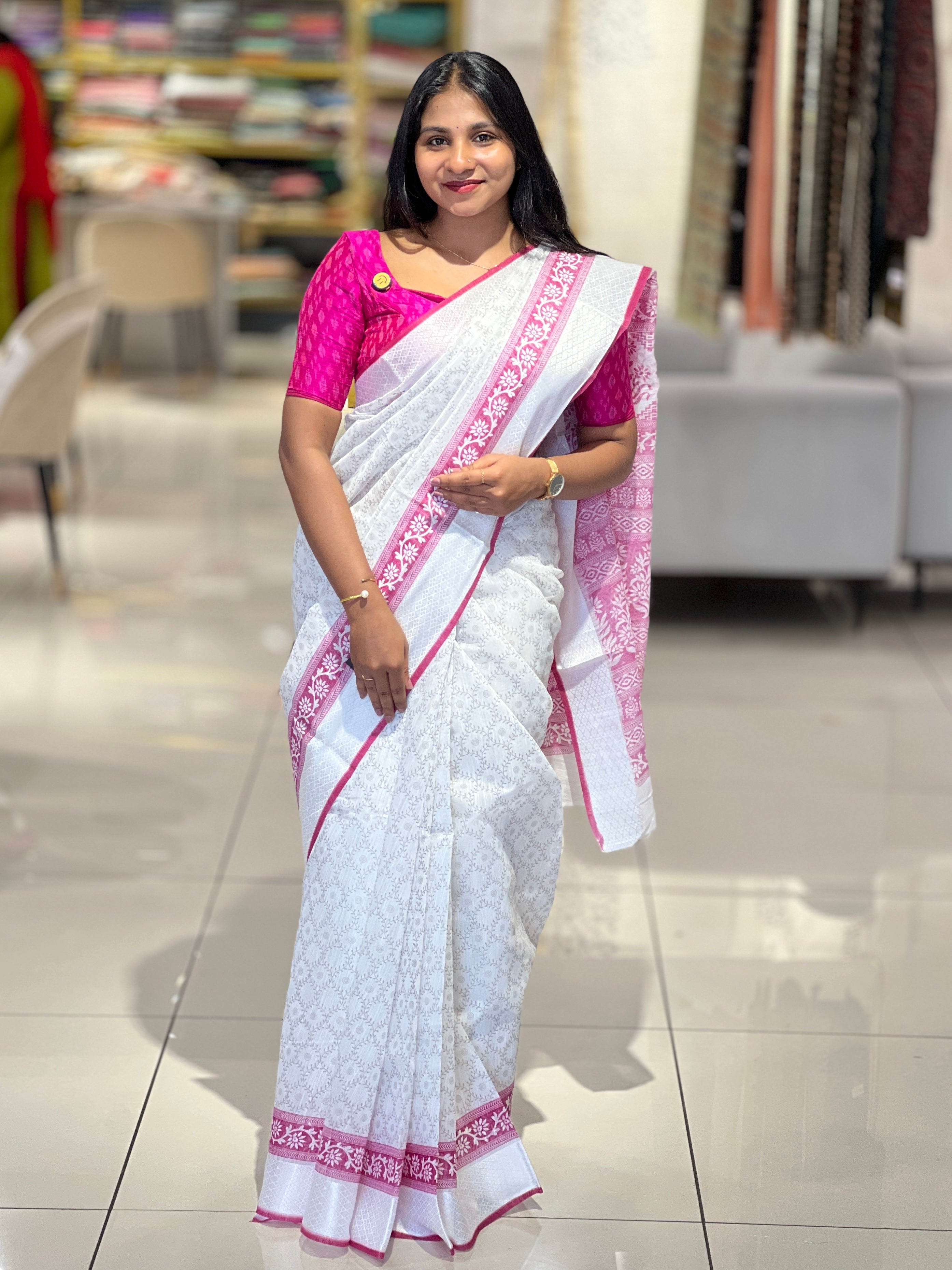 Jaal Pattern Cotton Saree | VDA180