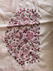 Floral & Paisley Hand Embroidery Detailed Green Silk Saree | BLD1240