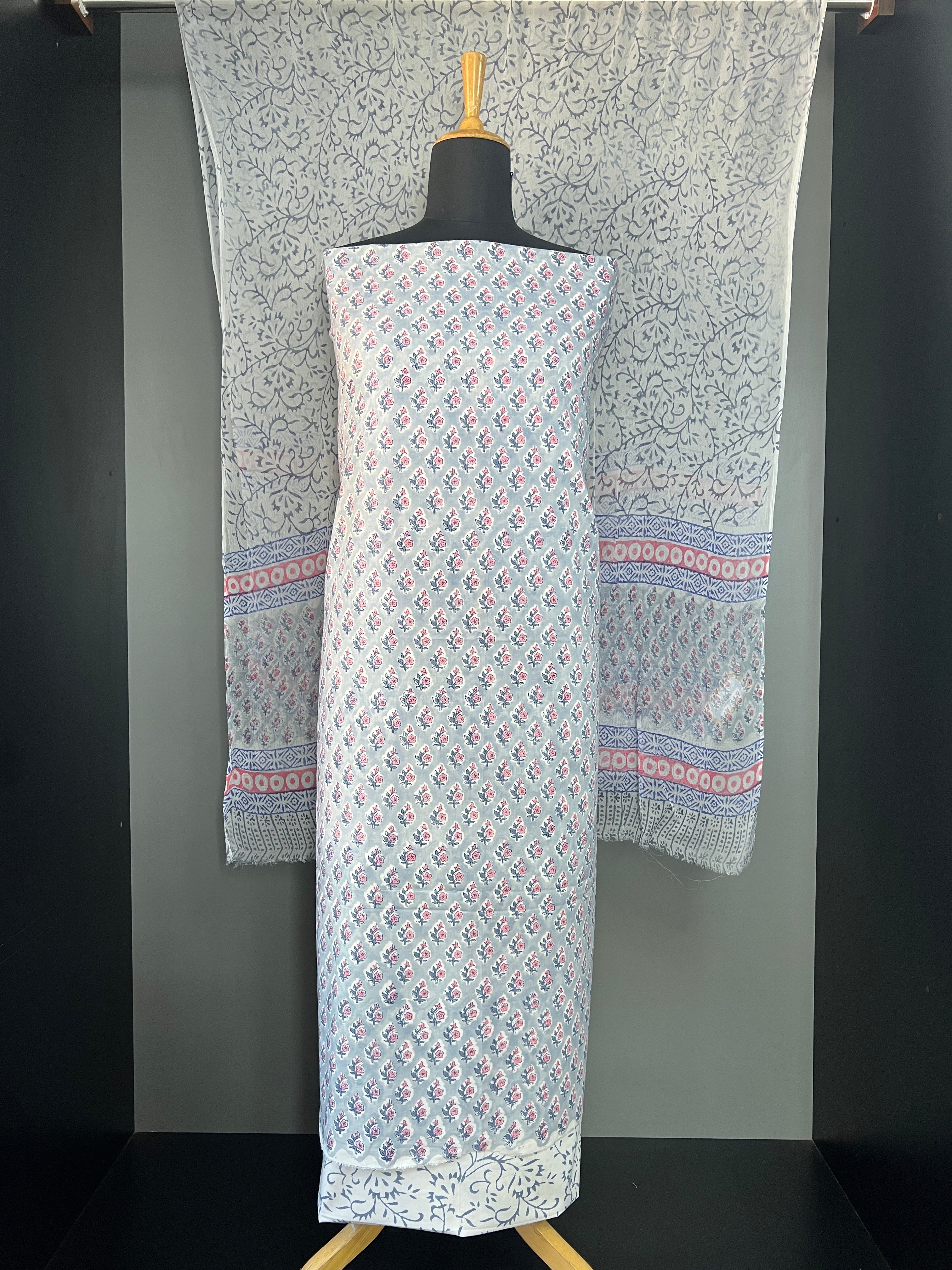Buta And Floral Block Printed Soft Cotton Salwar Set | MF156