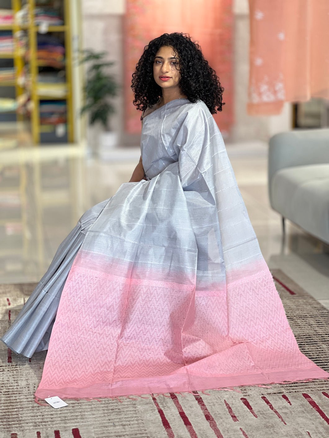 Kantha Weaving Bhagalpuri Linen Saree | DLS274