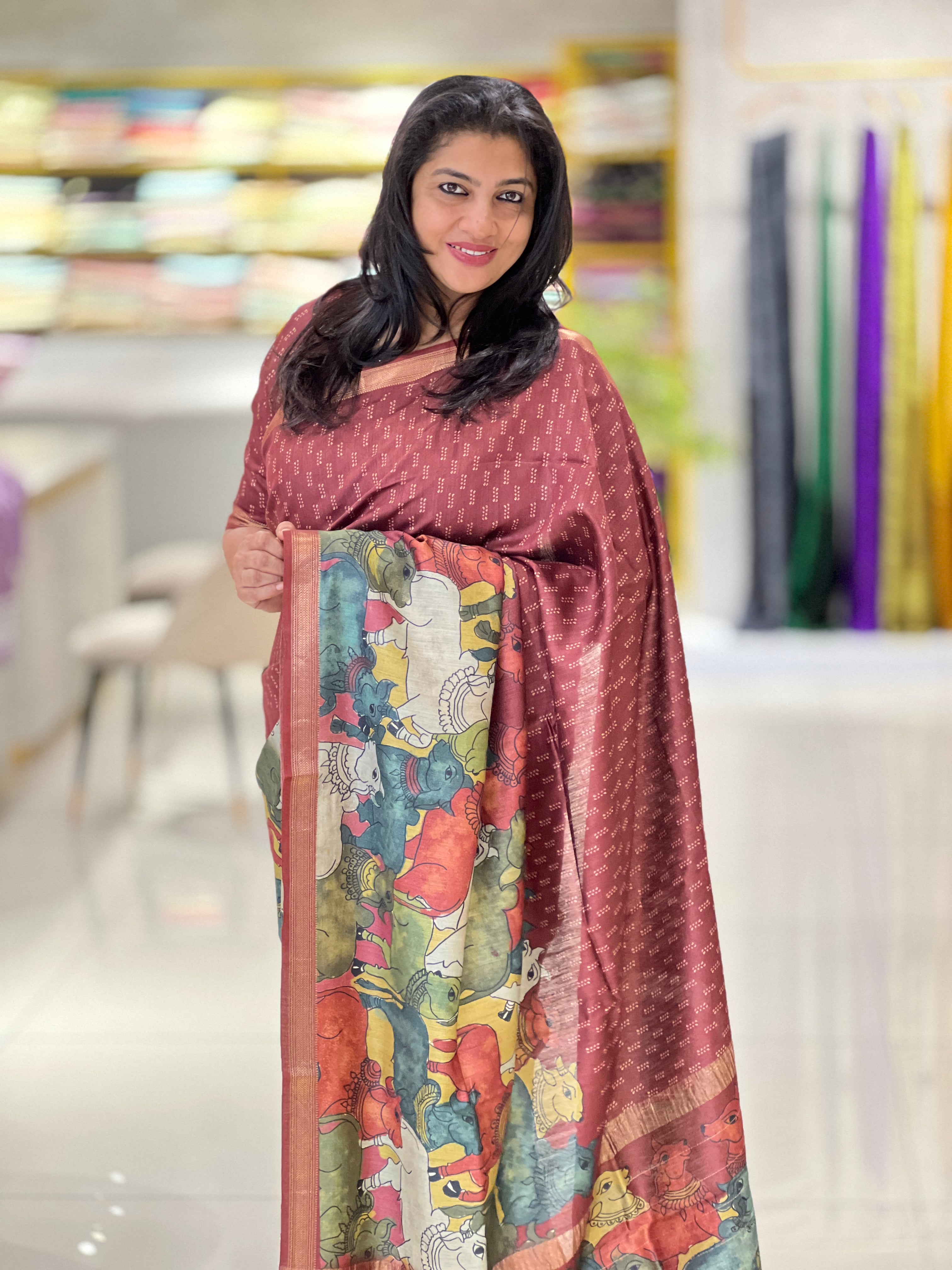 Pichwai Printed Traditonal Mangalgiri Saree | SYC107