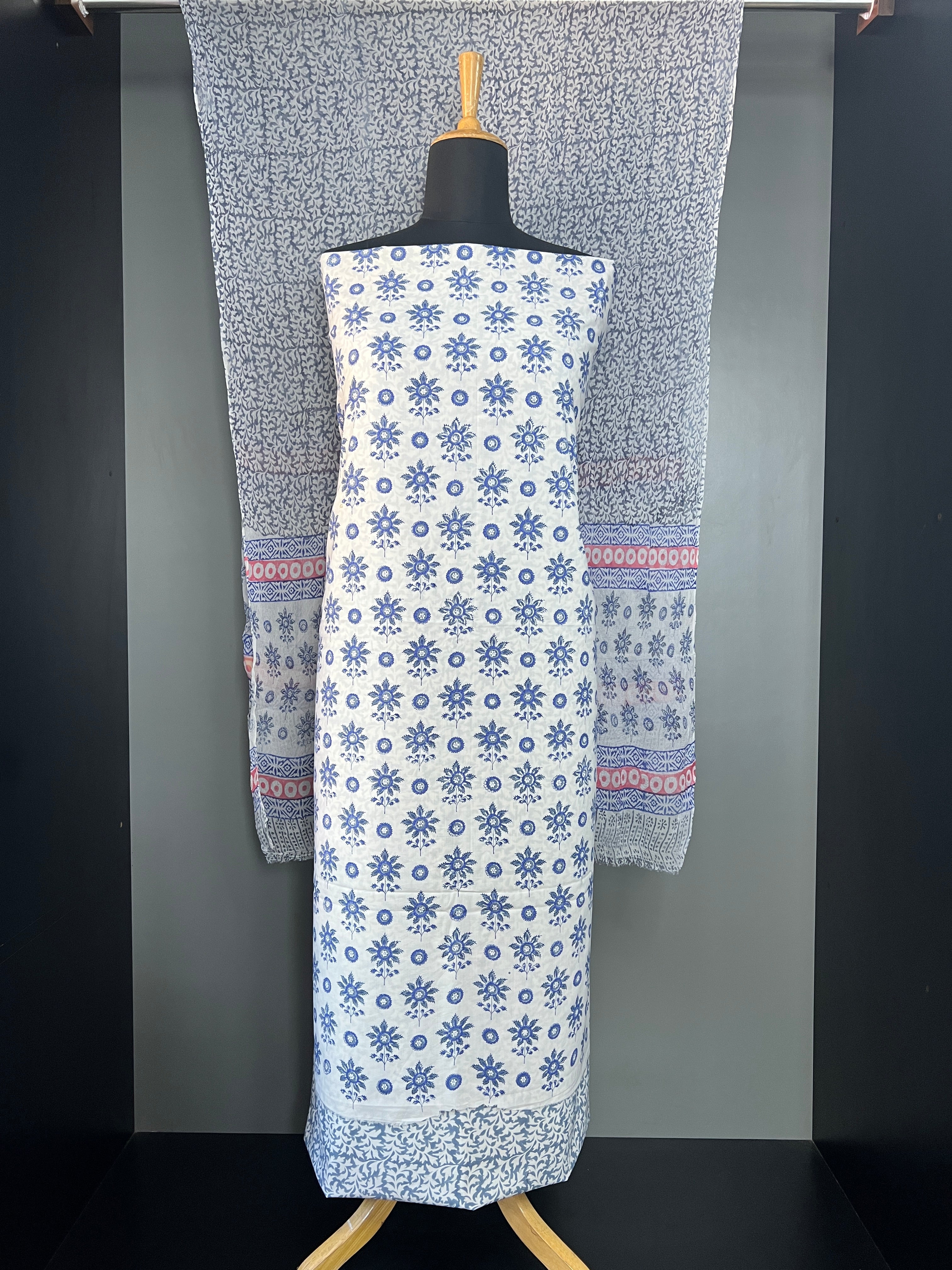 Buta And Floral Block Printed Soft Cotton Salwar Set |MF155