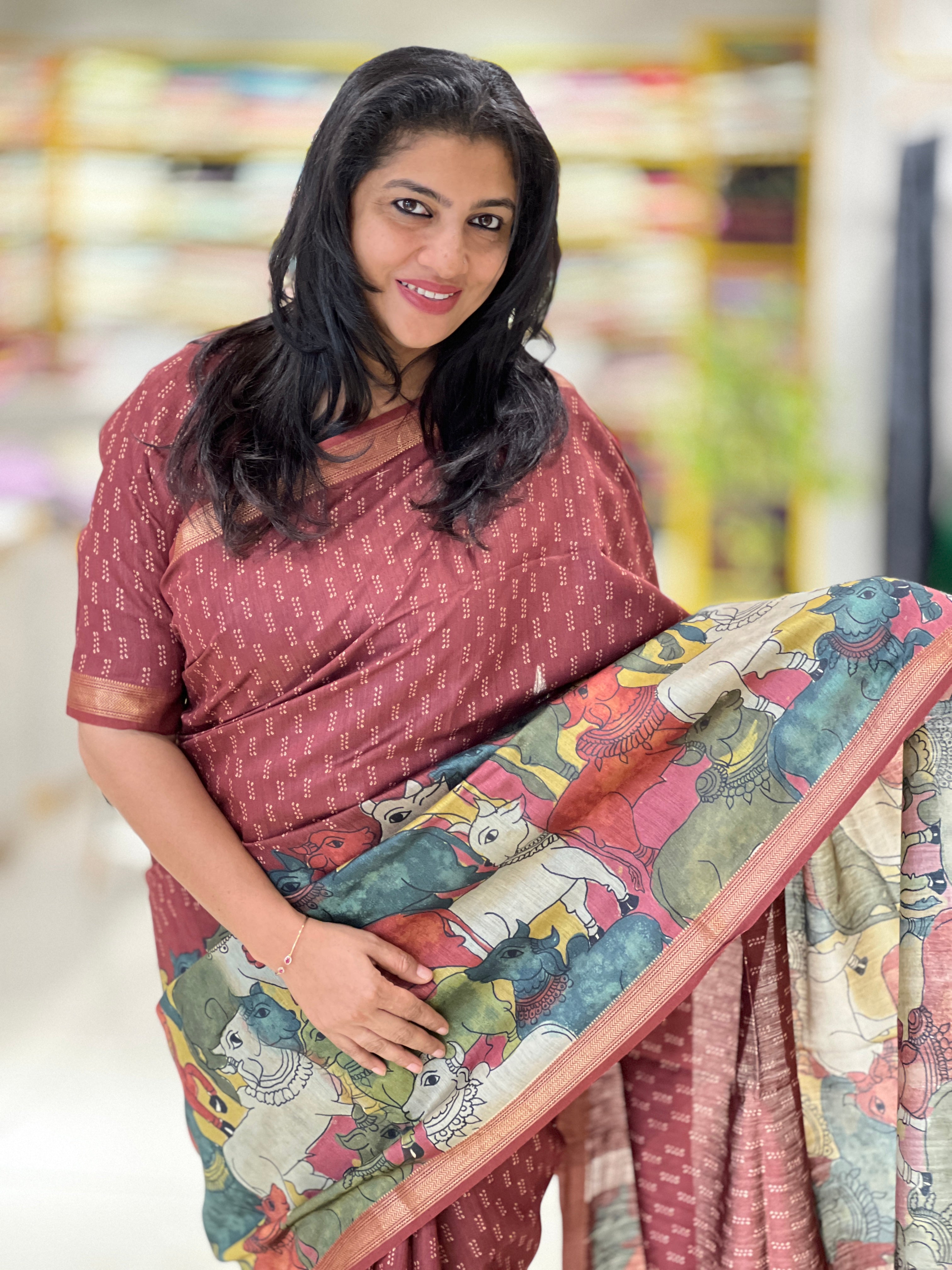 Pichwai Printed Traditonal Mangalgiri Saree | SYC107