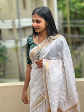 Check Weaving Pattern Bhagalpuri Linen Saree | NHH226