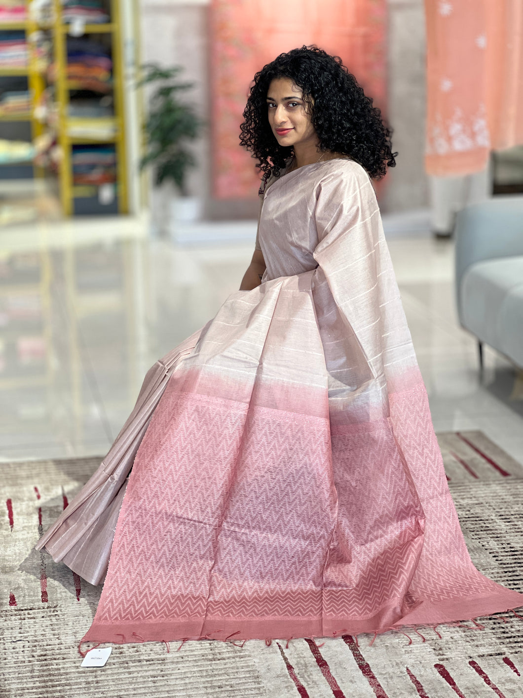 Kantha Weaving Bhagalpuri Linen Saree | DLS275