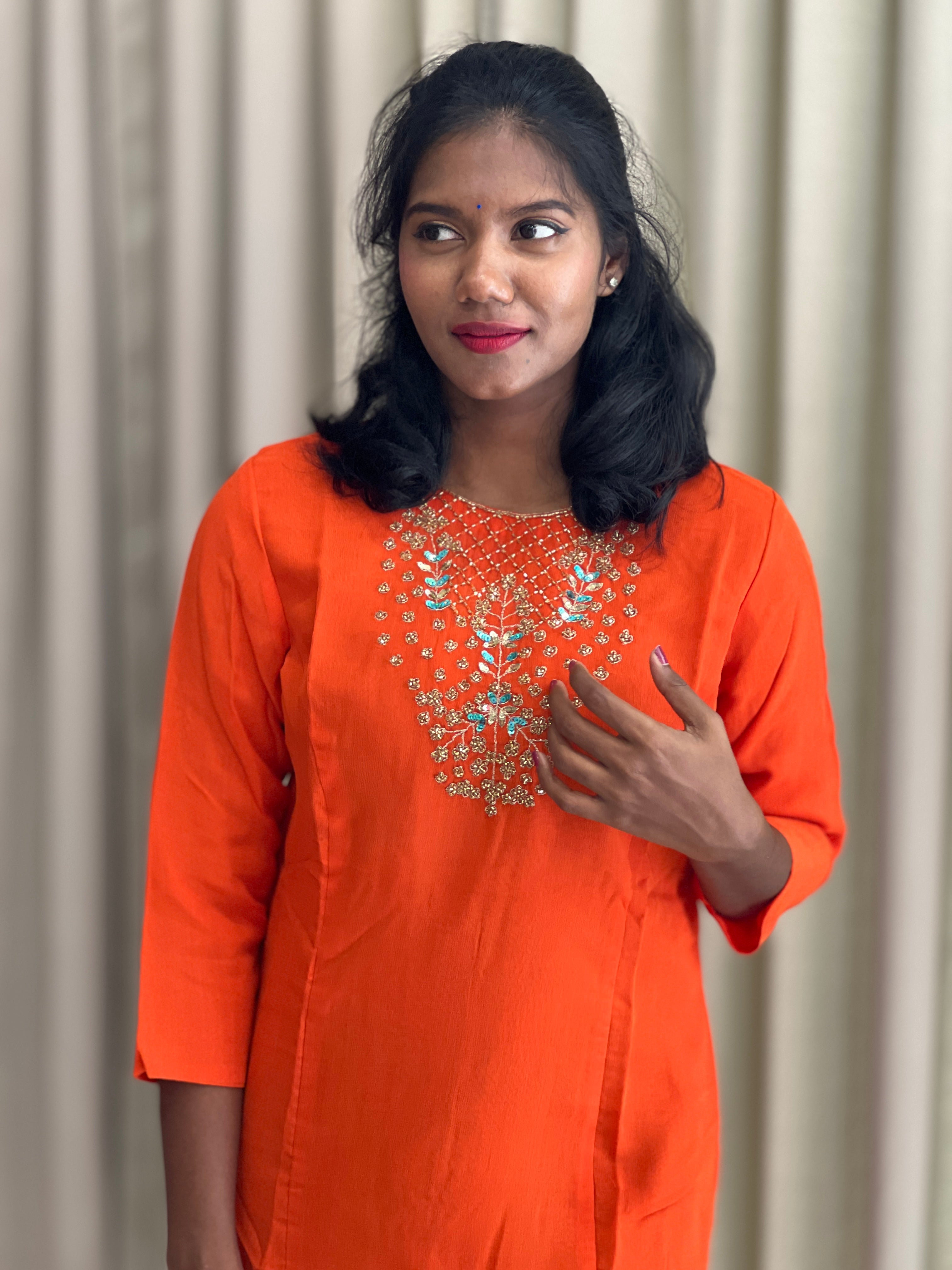 Hand Work Georgette Kurta | DNT187