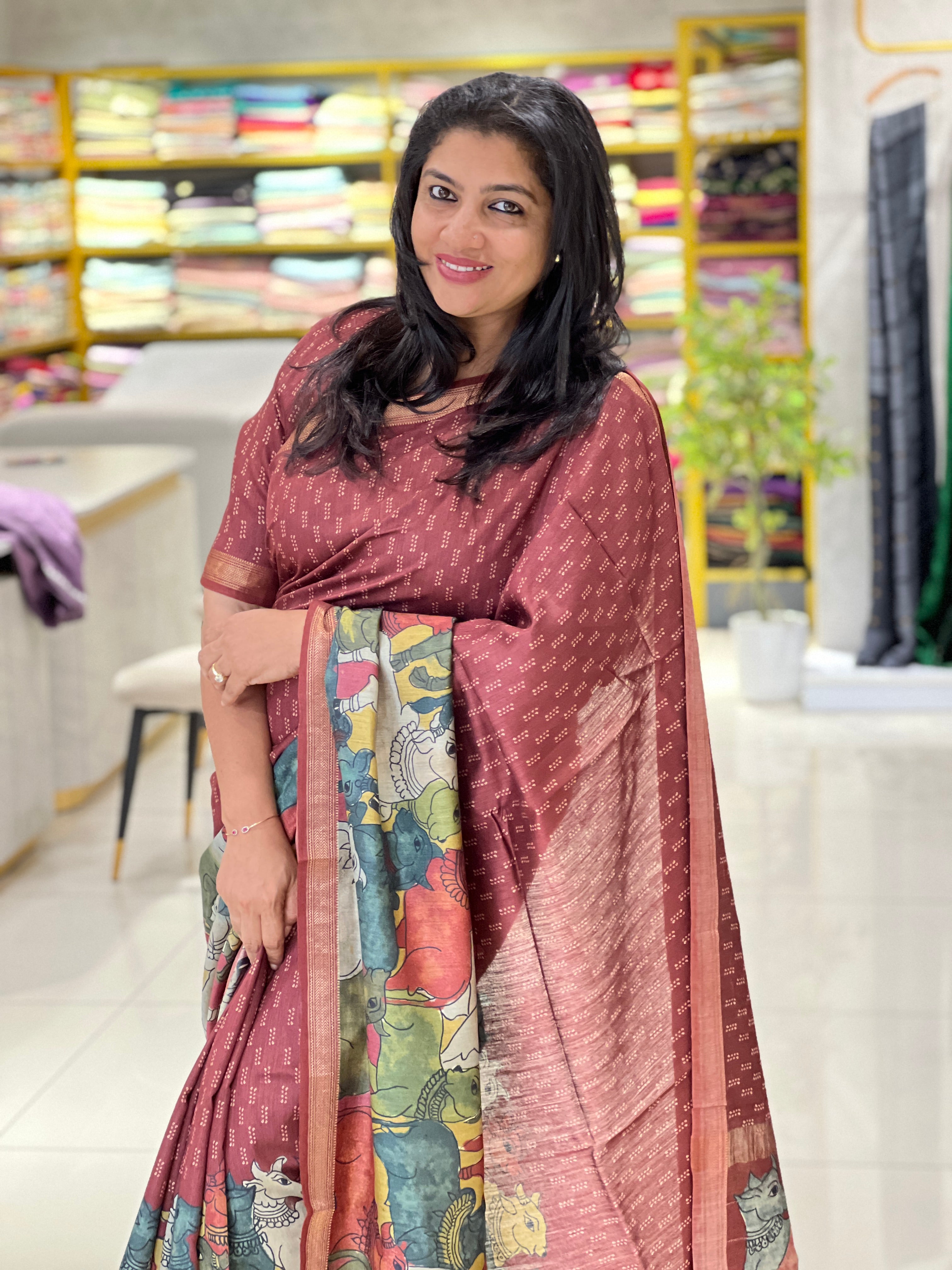 Pichwai Printed Traditonal Mangalgiri Saree | SYC107