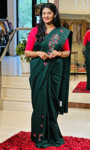 Hand Embroidery Placement Detailed Semi Tussar Silk Saree | VMB117