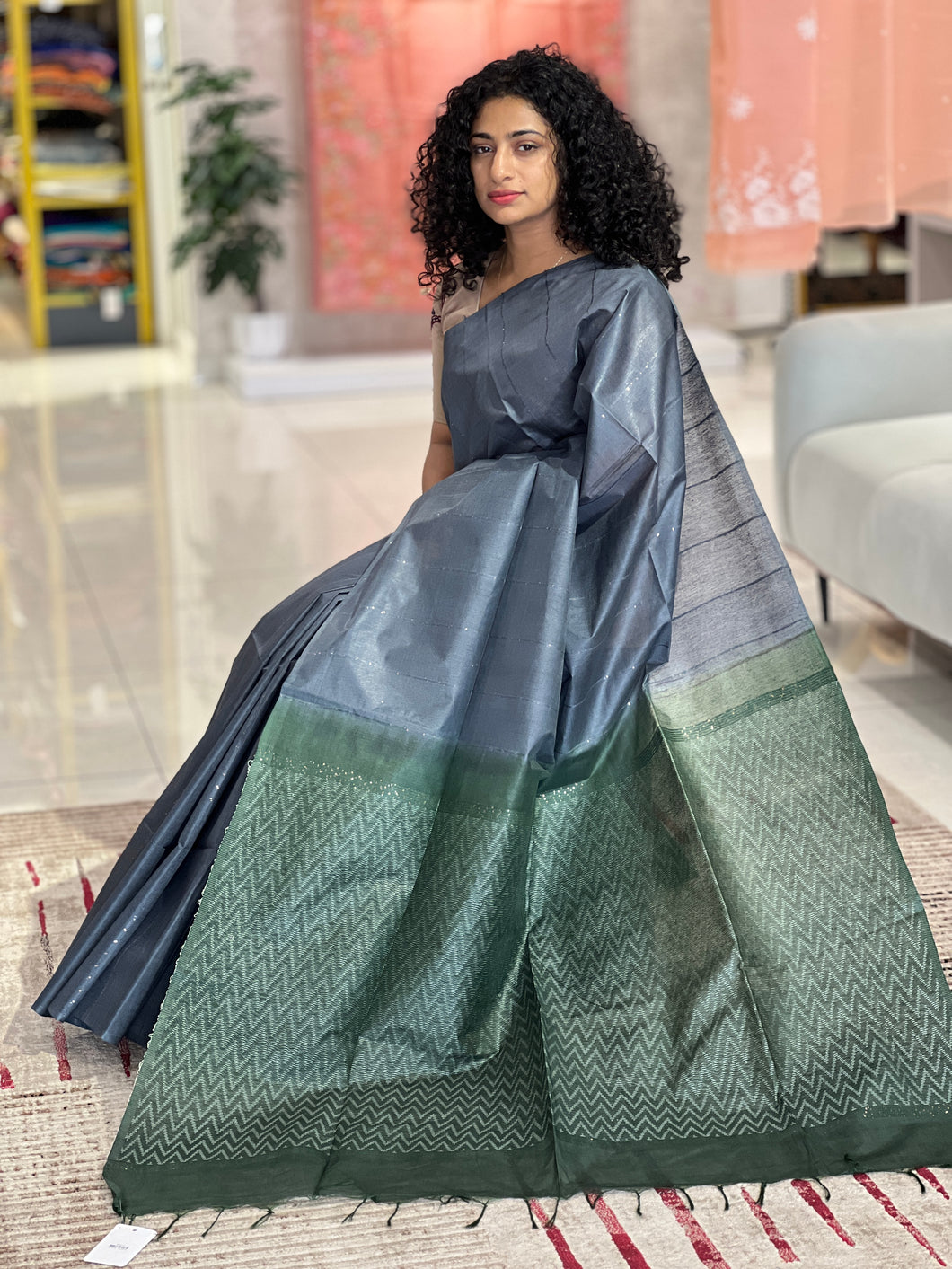 Kantha Weaving Bhagalpuri Linen Saree | DLS278