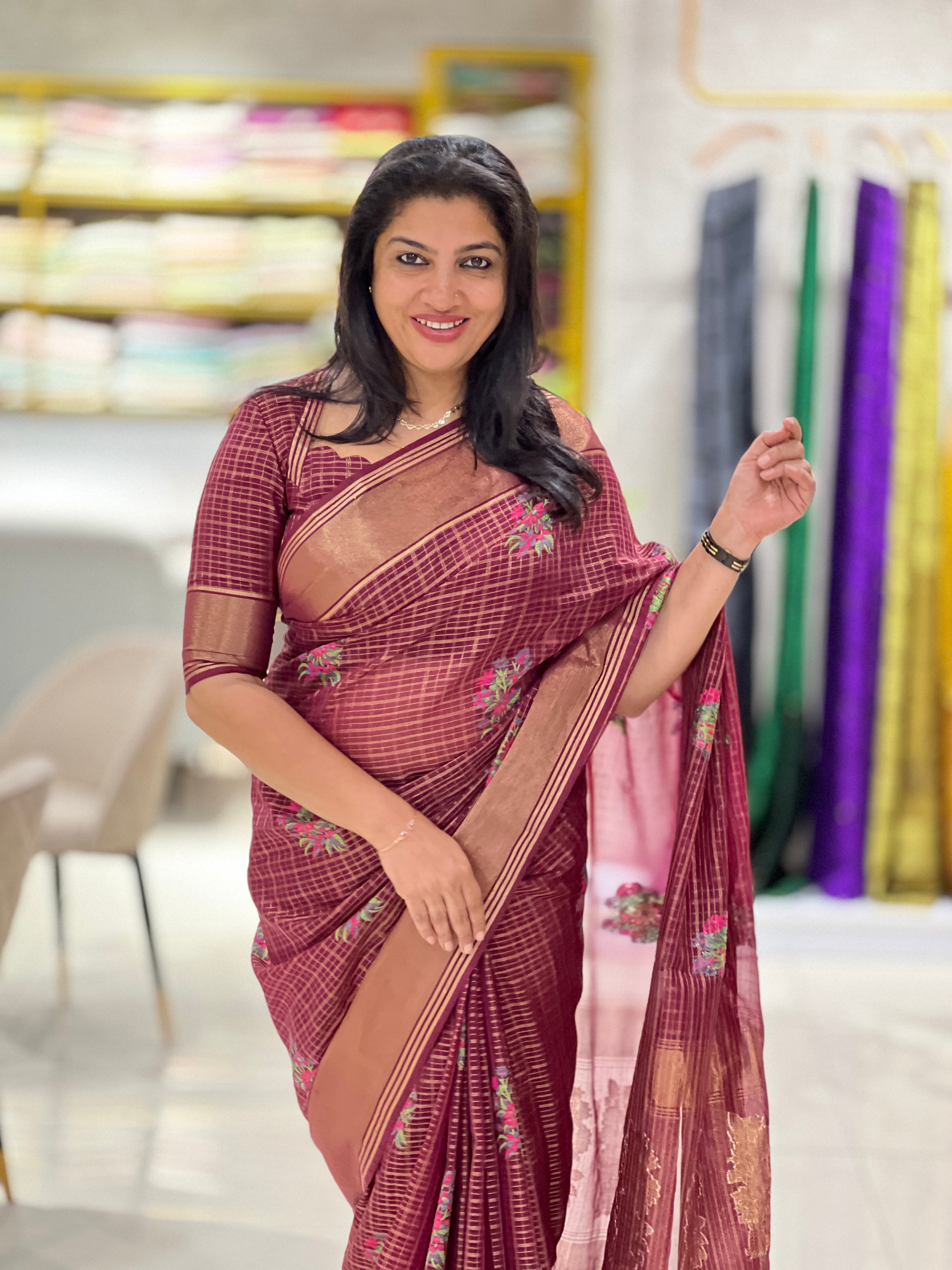 Meenakari Pattern Semi Organza Saree | NN509
