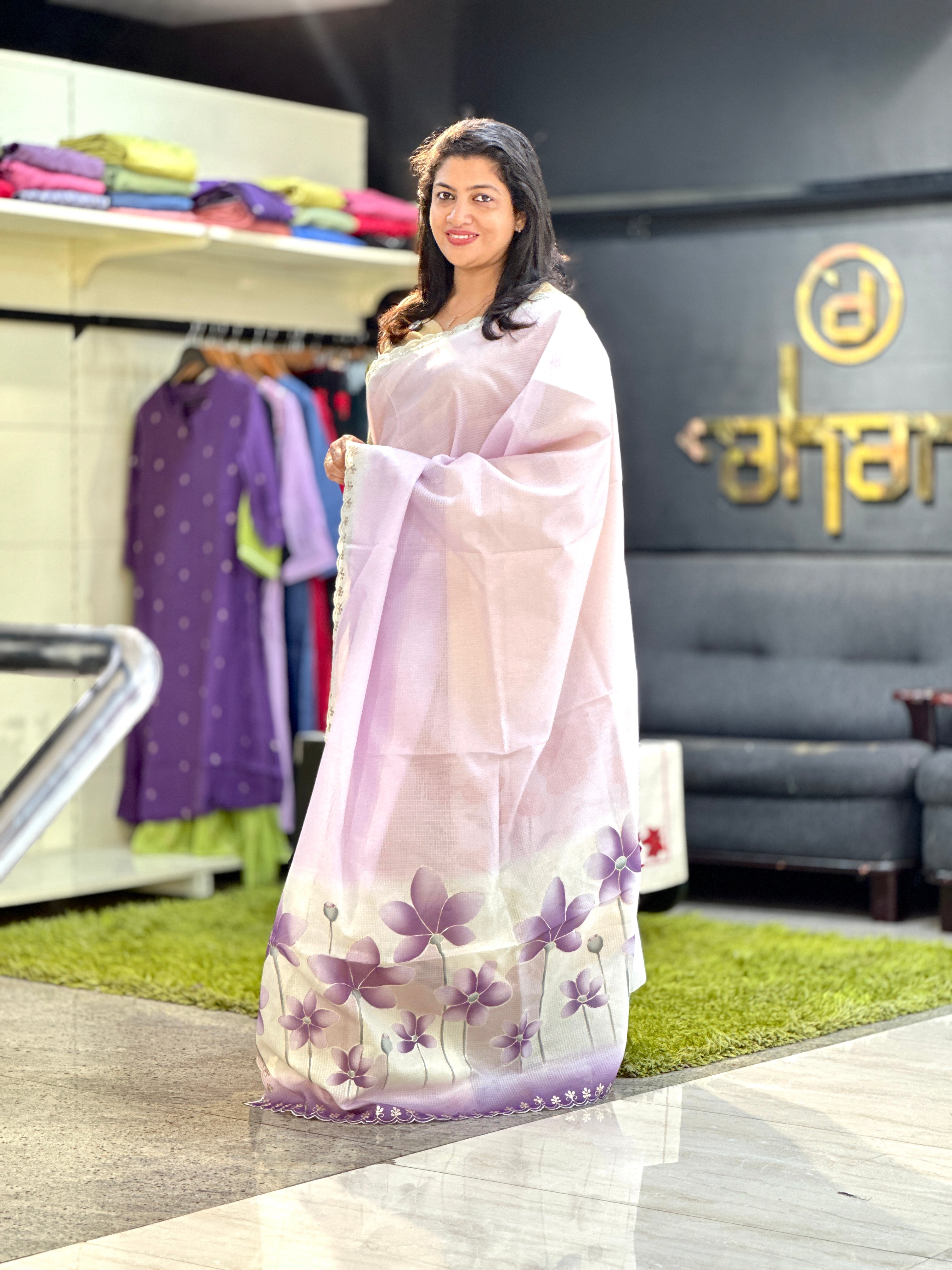 Floral Digital Printed Silky Kota Saree | BLD1822