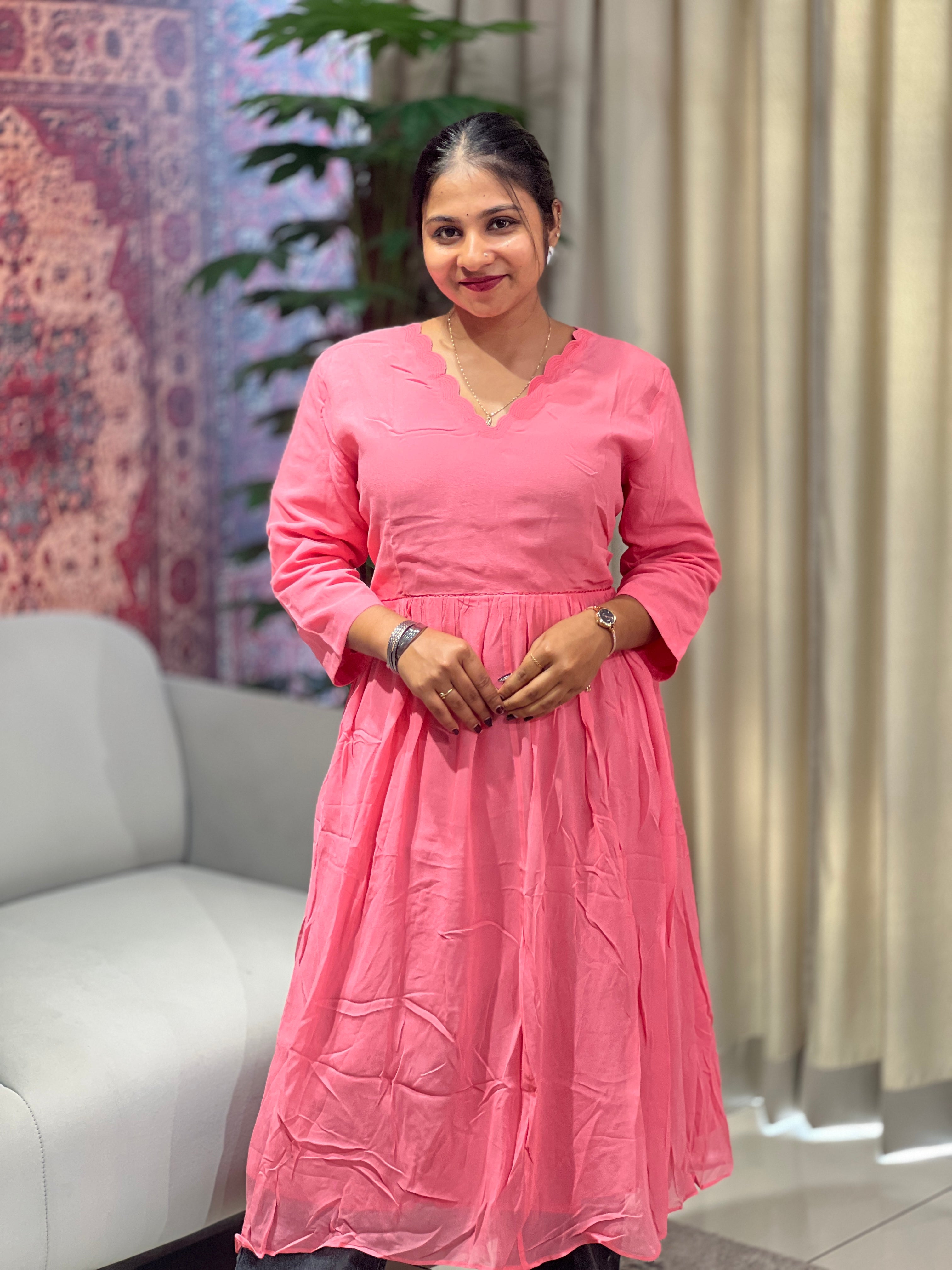 Gathering A-Line Pattern Georgette Kurta | DNT963