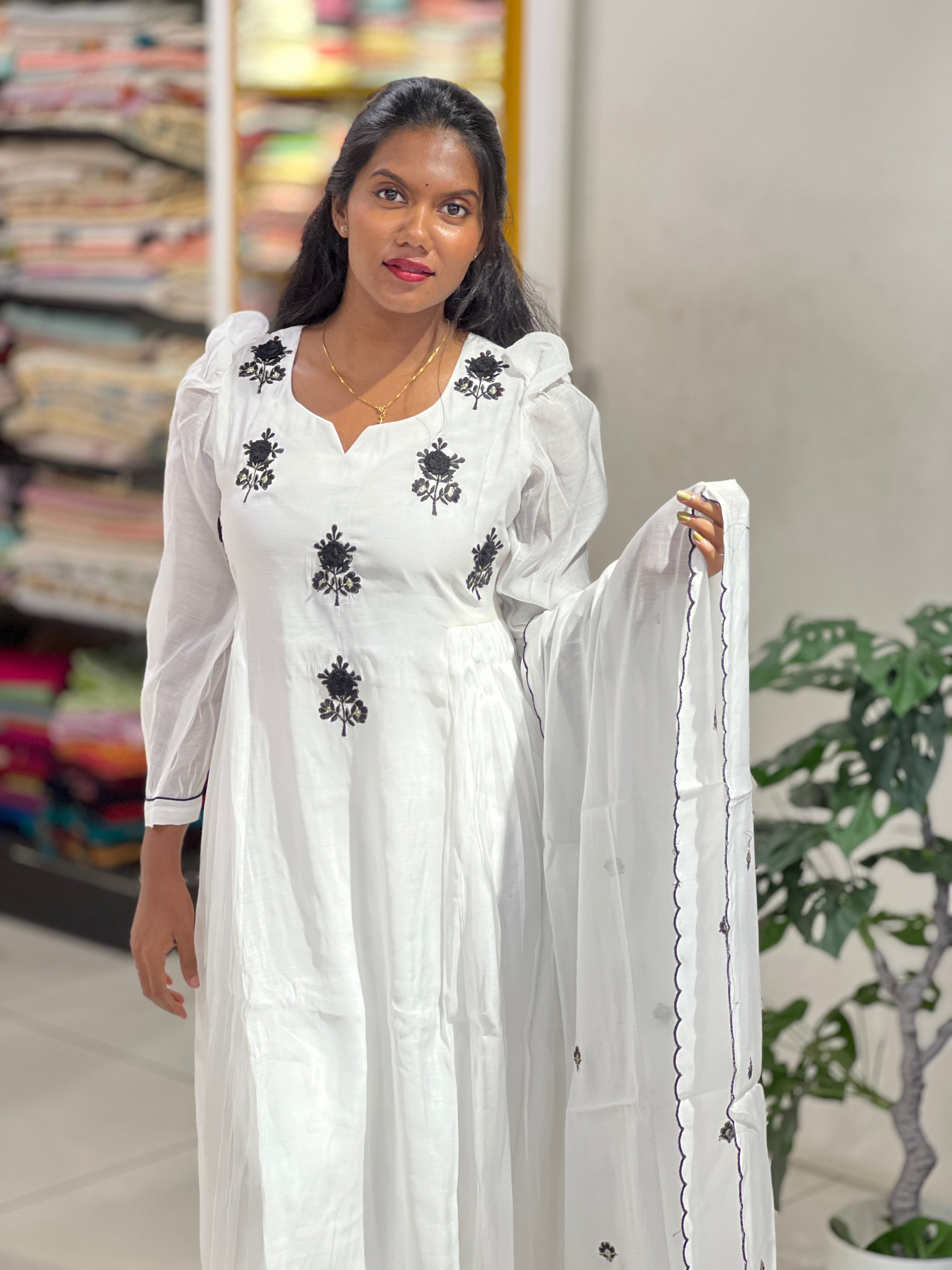 Machine Embroidery Detailed Muslin Finish Kurta Set | NAI158