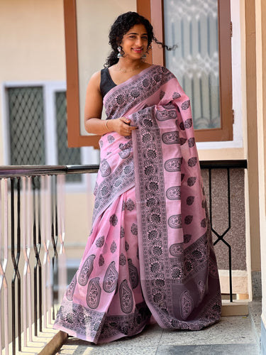 Self Thread Weaving Cotton Blended Saree | NO136