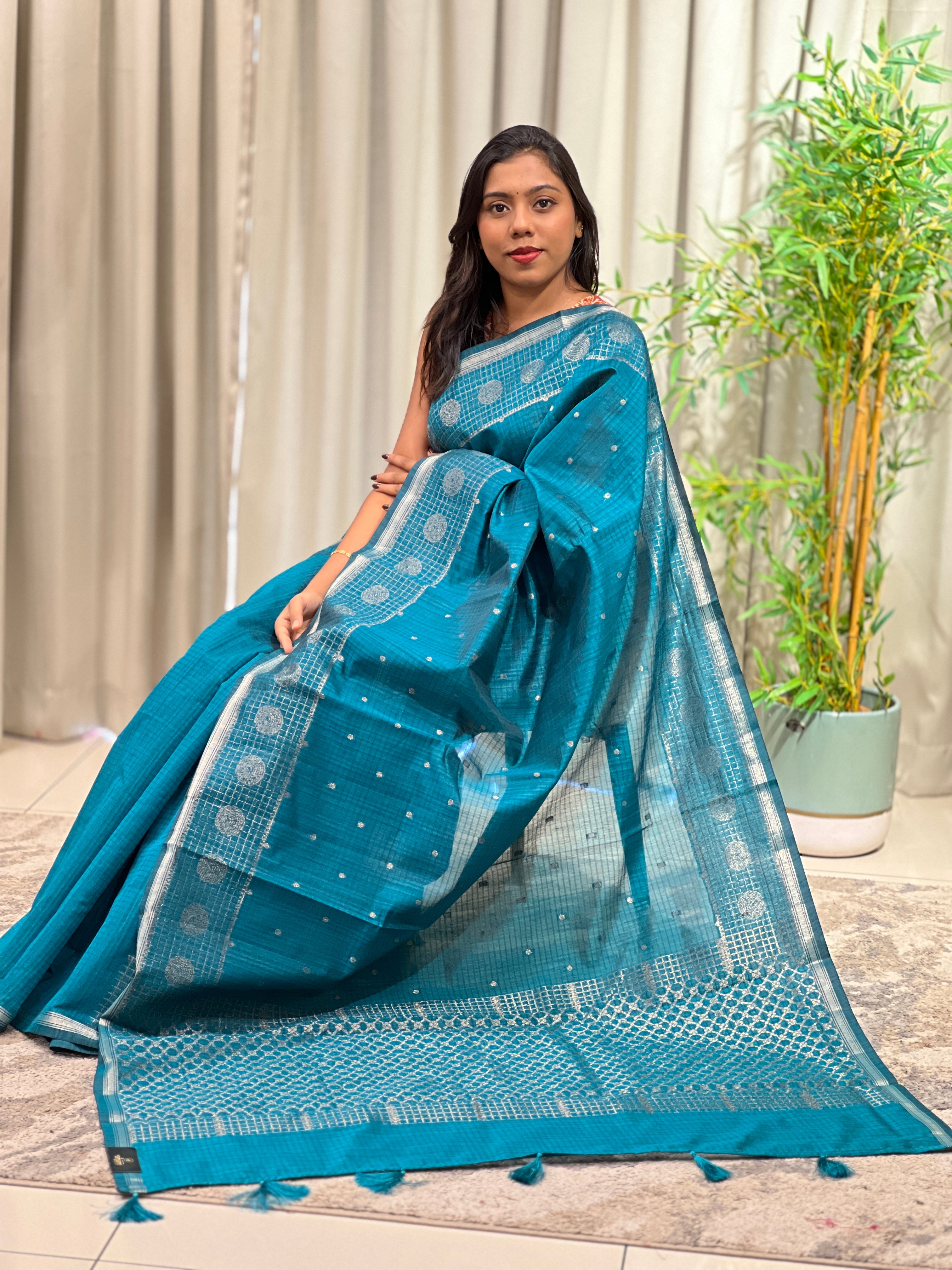 Kattam Border Pattern Semi Silk Saree | YNG1670