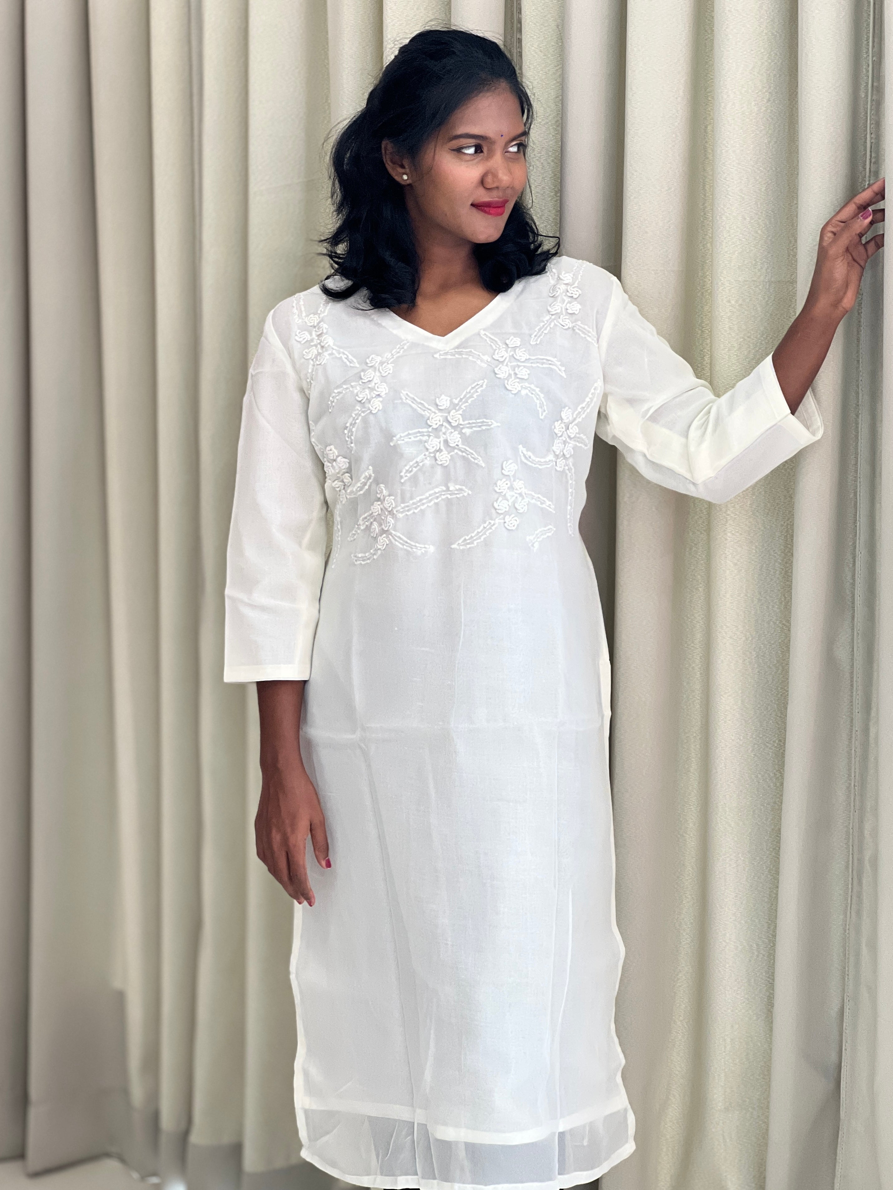 Embroidery Detailed Georgette Kurta | DNT265