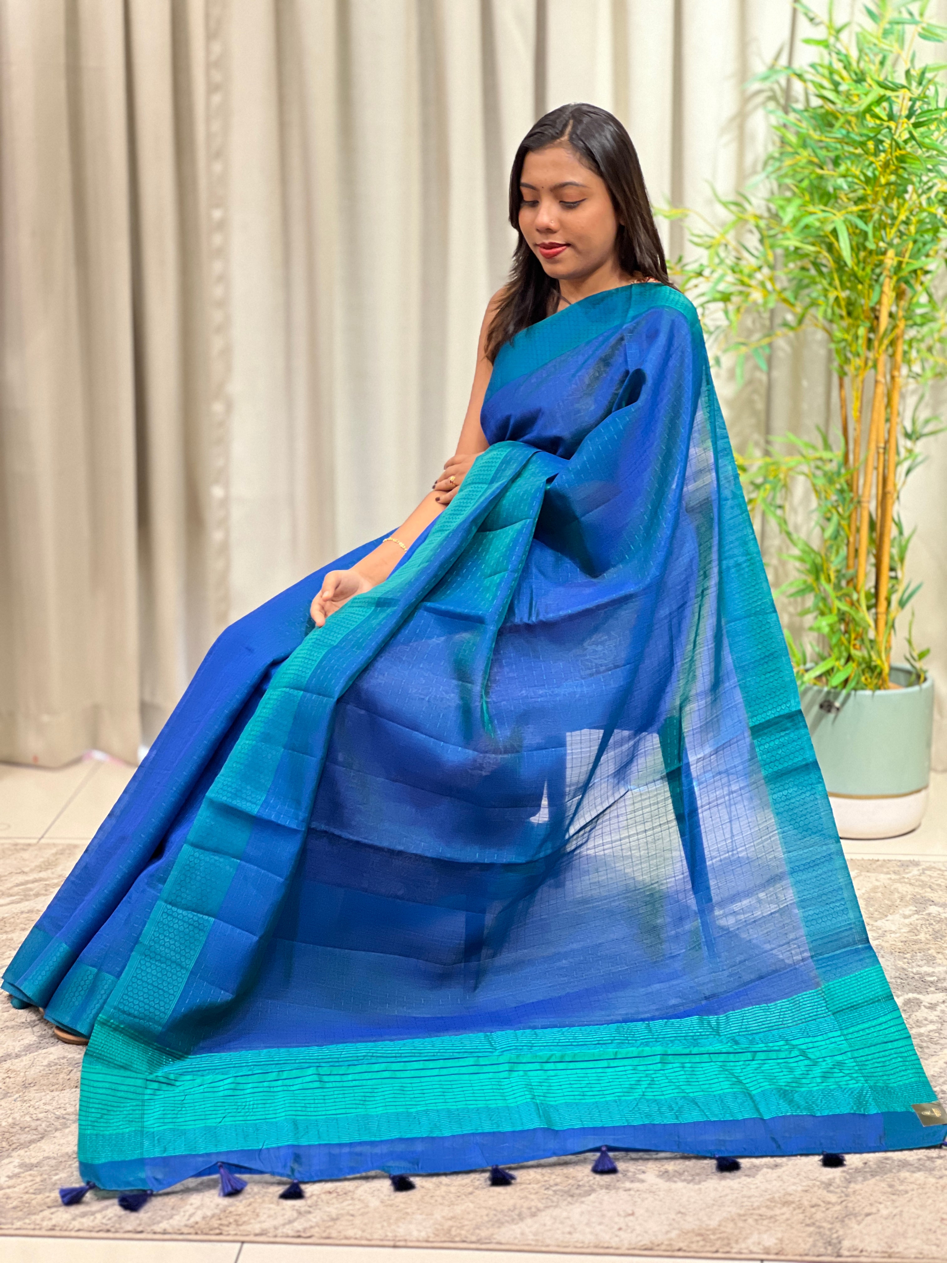 Line Weaved Pattern Semi Silk Saree | YNG1691