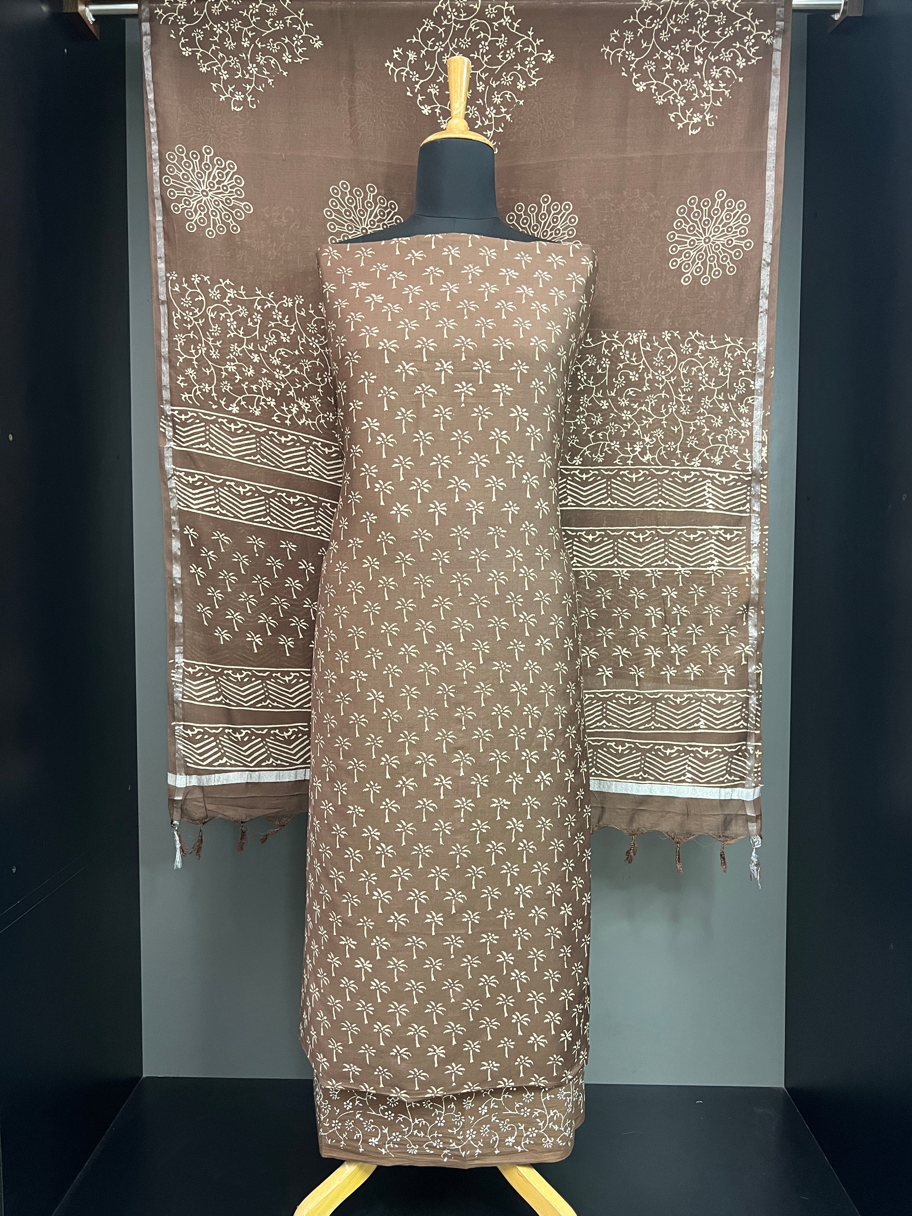 Block Printed Muslin Finished Salwar Set | JHF124