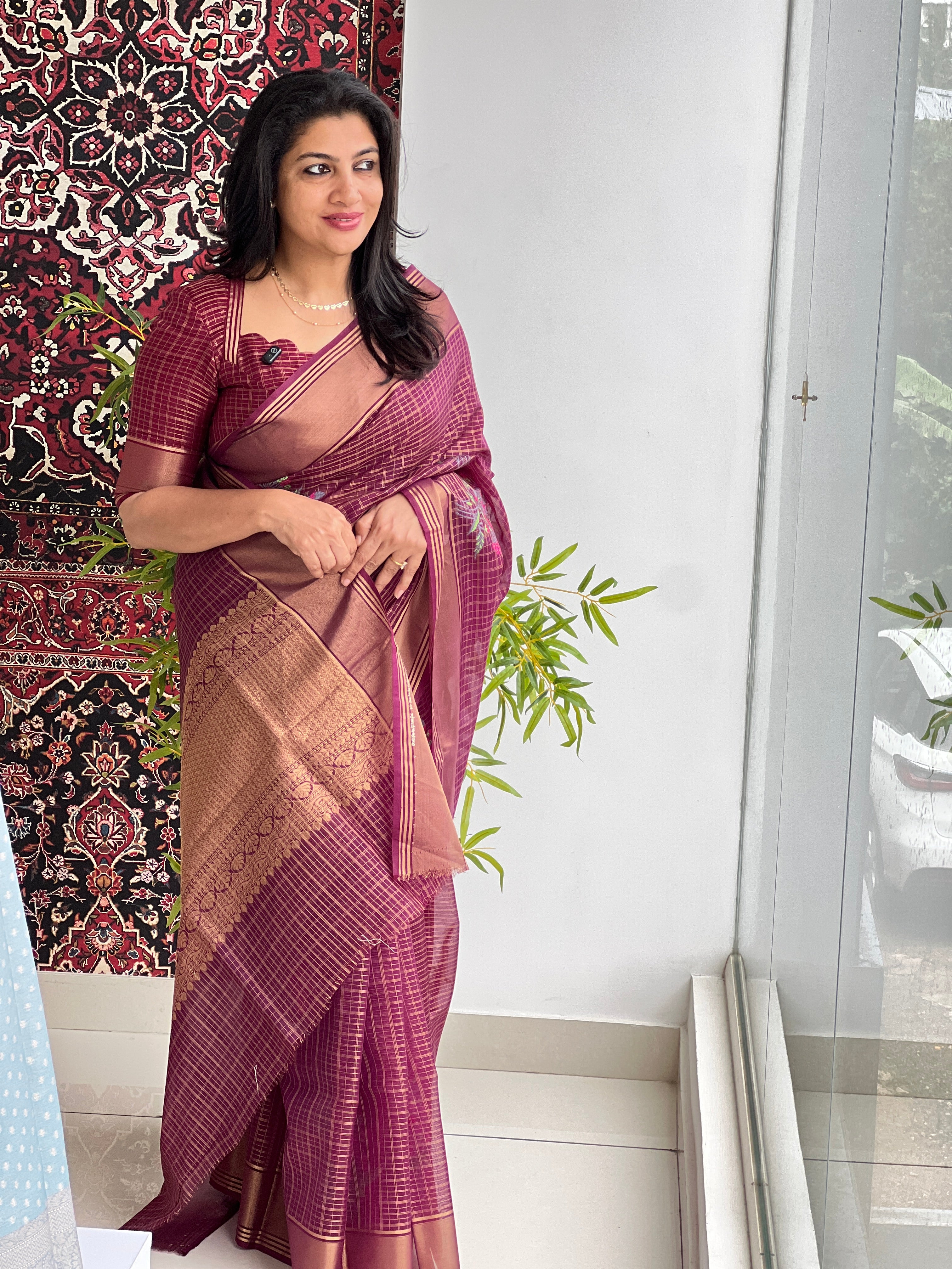 Golden Zari Weaving & Multicolour Thread Embroidered Banarasi Silk Saree |NN494