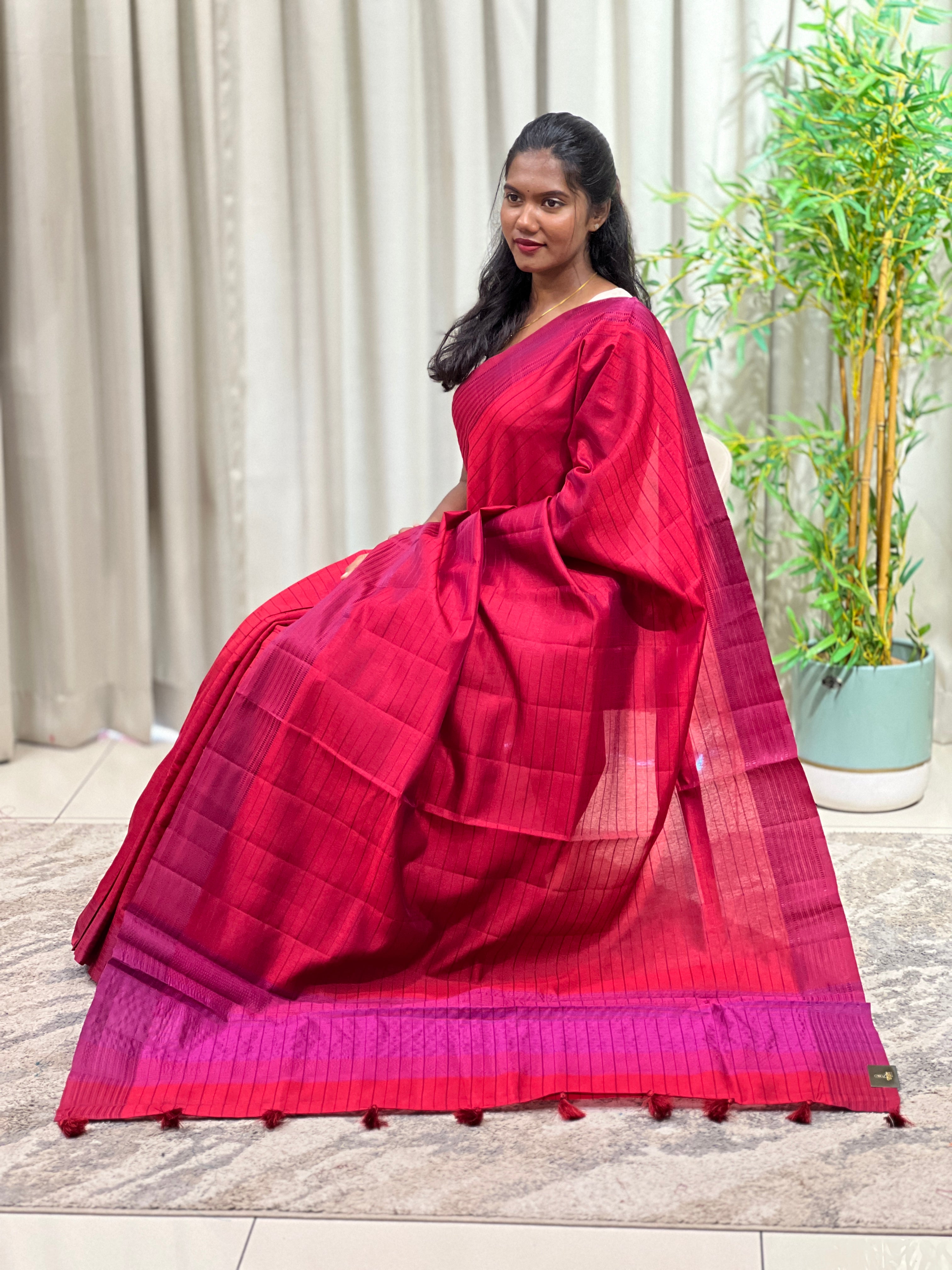 Line Weaved Pattern Semi Silk Saree | YNG1696