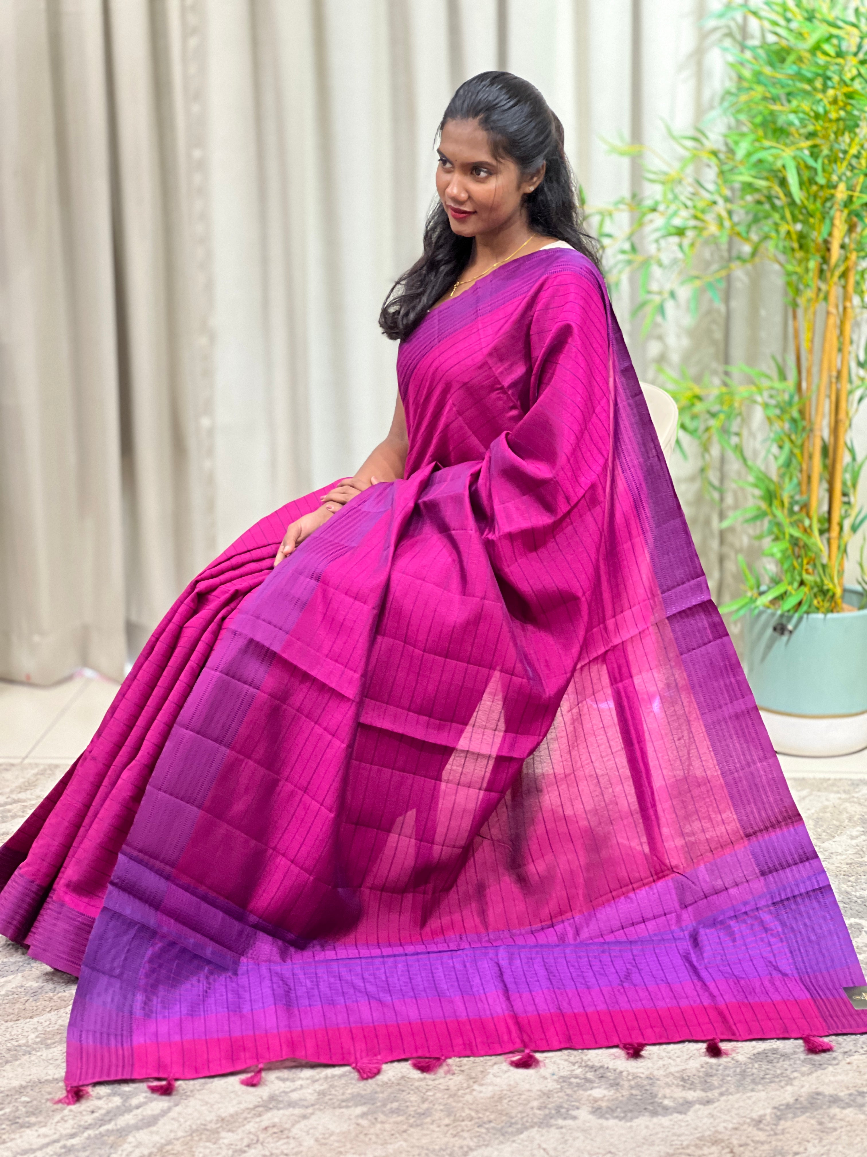 Line Weaved Pattern Semi Silk Saree | YNG1695