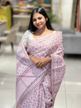 Stripe With Floral Jaal Print Detailed Cotton Saree | VDA209