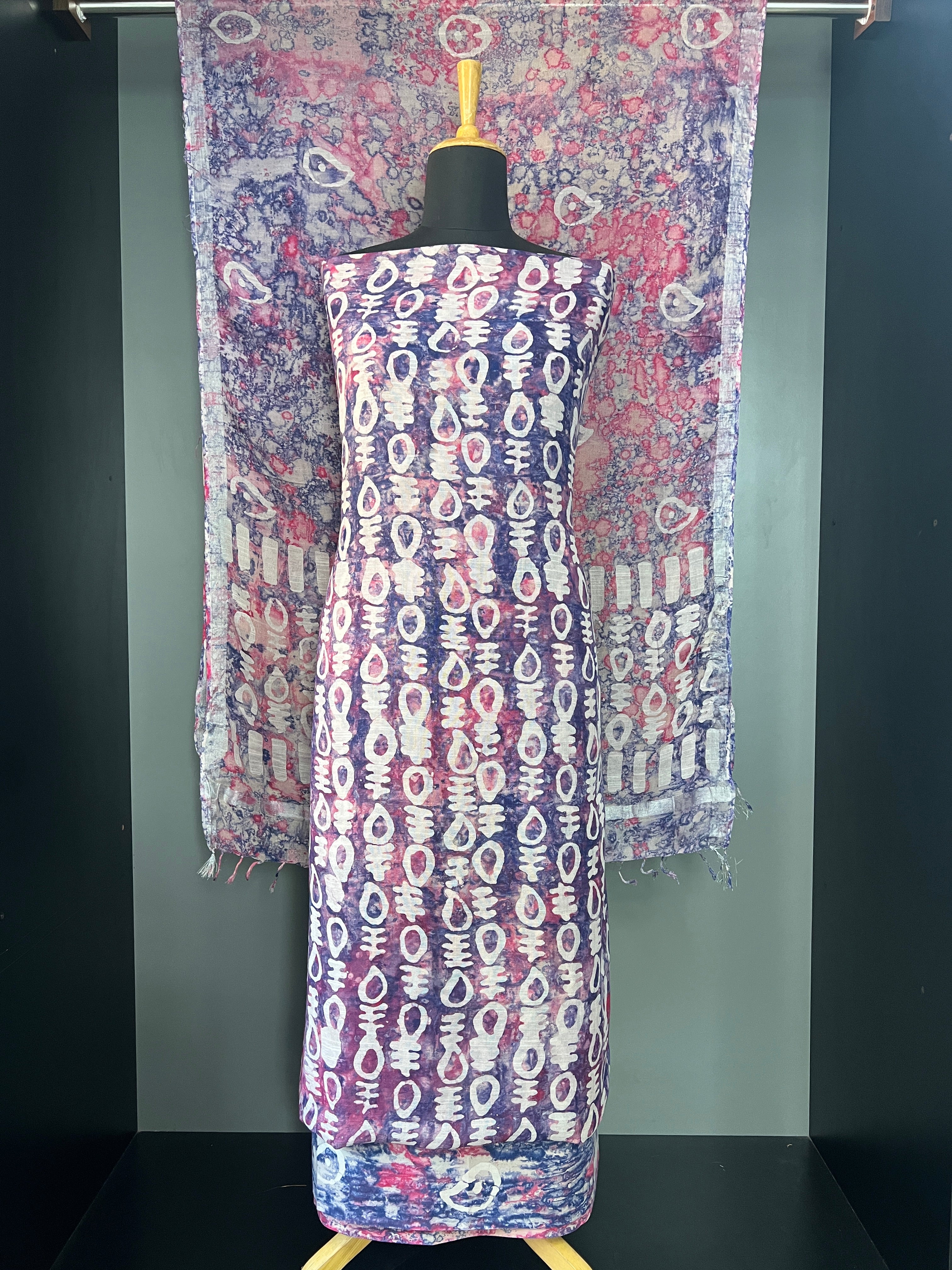 Paisely Block Printed Linen Cotton Salwar Set |JHF110