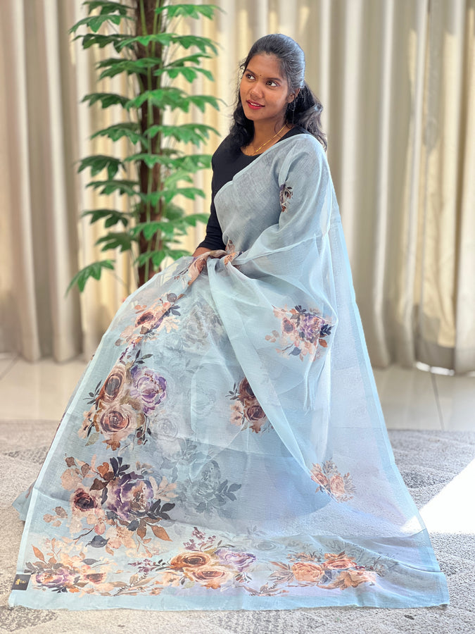 Digital Printed Floral Patterned Kota Saree | BLD1209